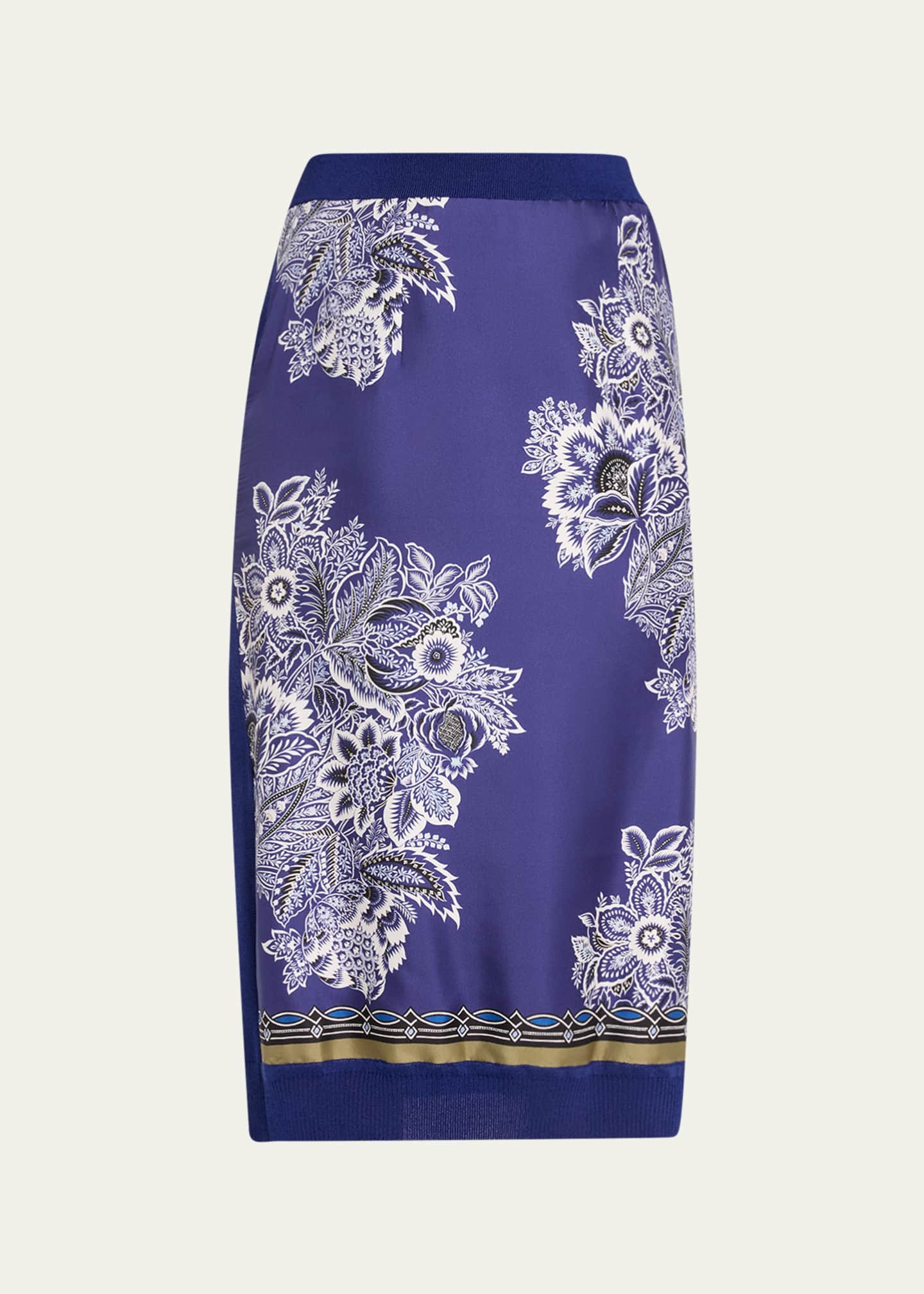Etro Bandana Print Silk Knit Combo Skirt