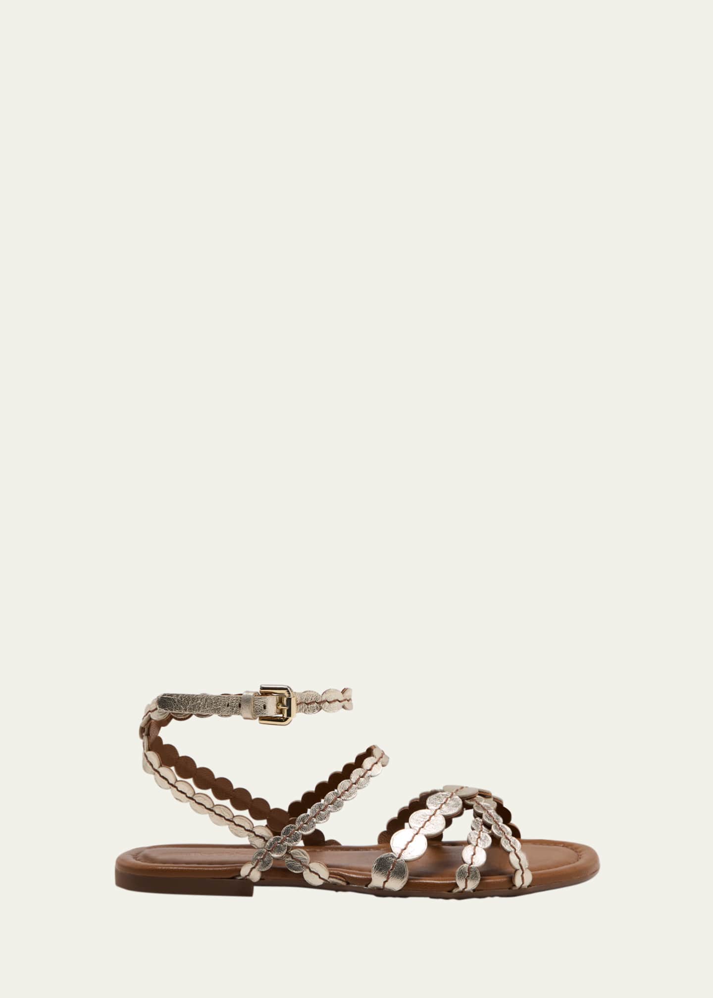 See by Chloe Kaddy Scallop Metallic Flat Sandals Bergdorf Goodman