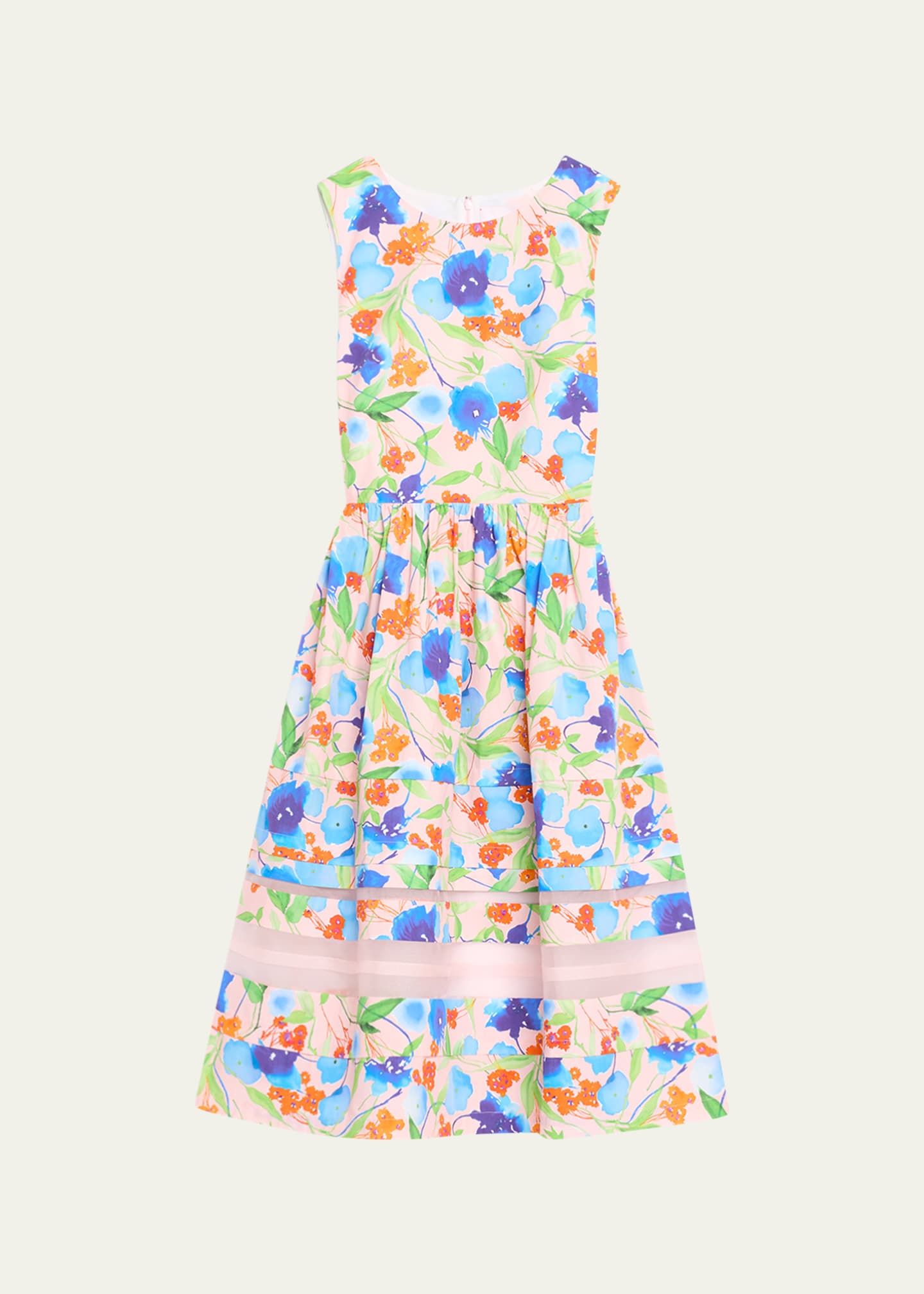 Carolina Herrera Floral-Print Midi Dress with Organza Detail - Bergdorf ...