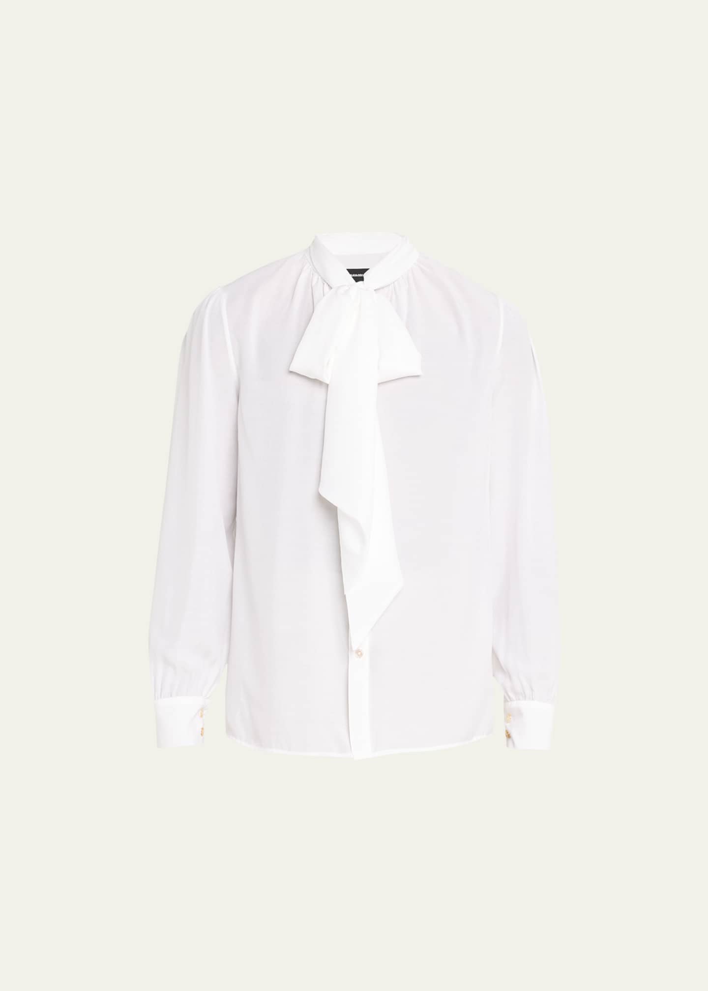 Willy Chavarria Men's TieNeck Cotton Poplin Shirt Bergdorf Goodman
