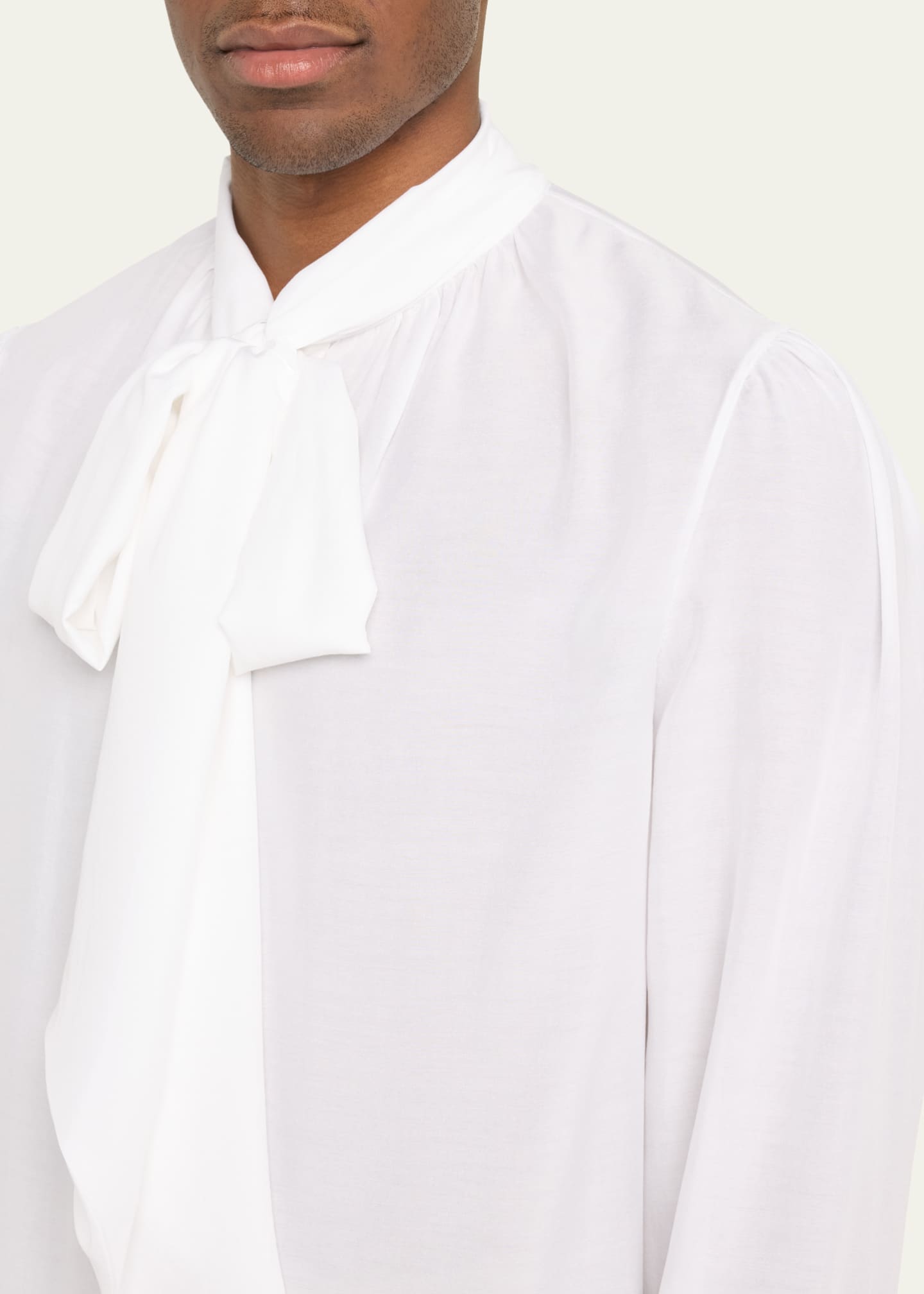 Willy Chavarria Men's TieNeck Cotton Poplin Shirt Bergdorf Goodman