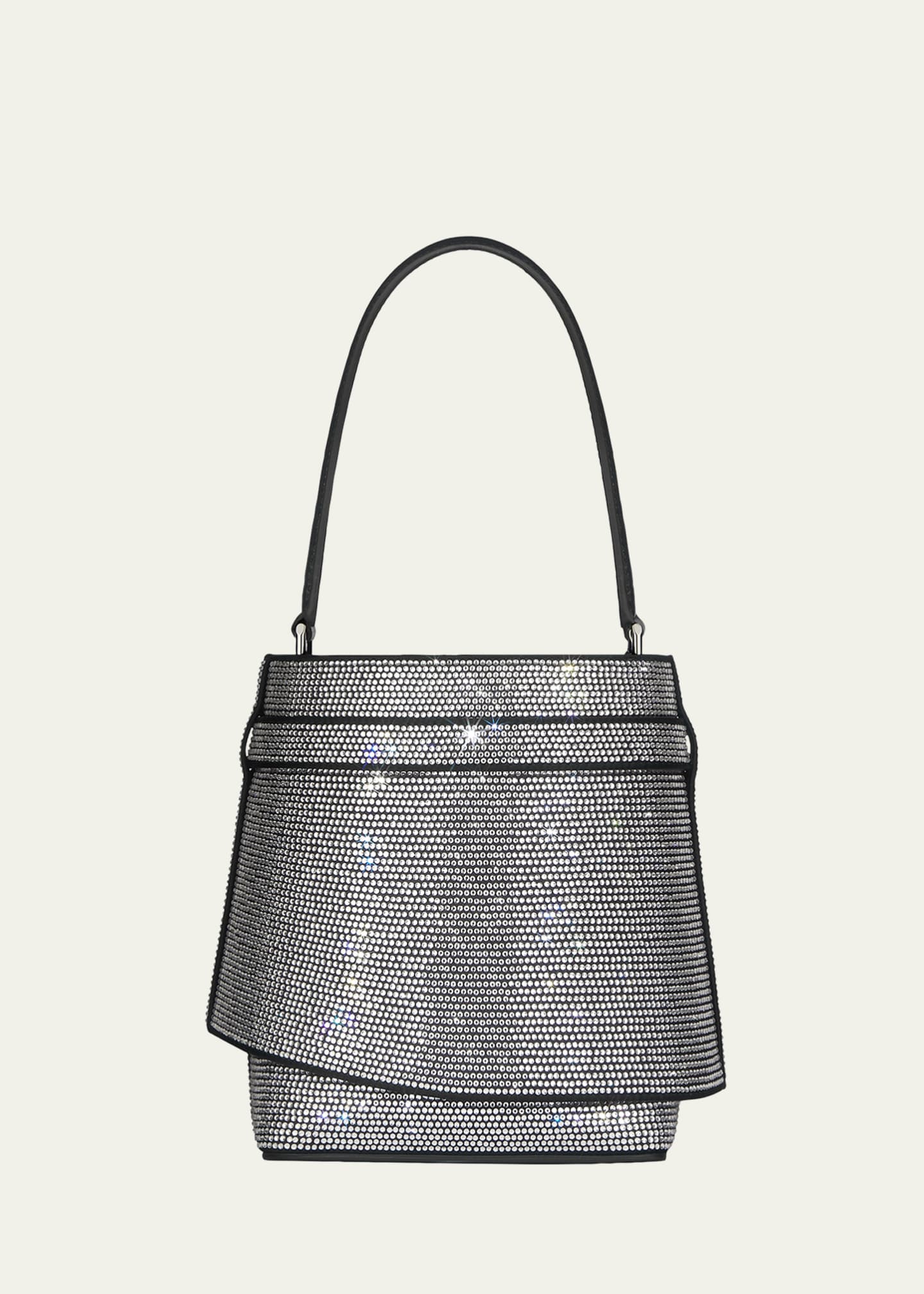 Shark Lock Micro metallic leather bucket bag in silver - Givenchy