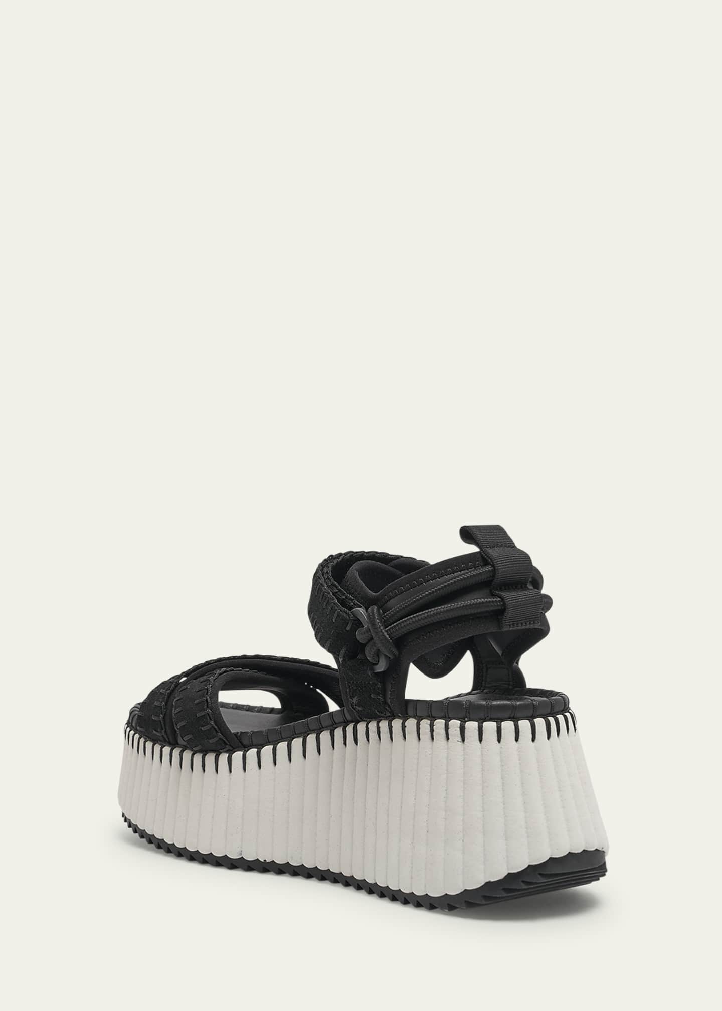 Chloe Nama Stitch Ankle-Strap Flatform Sandals Image 4 of 6