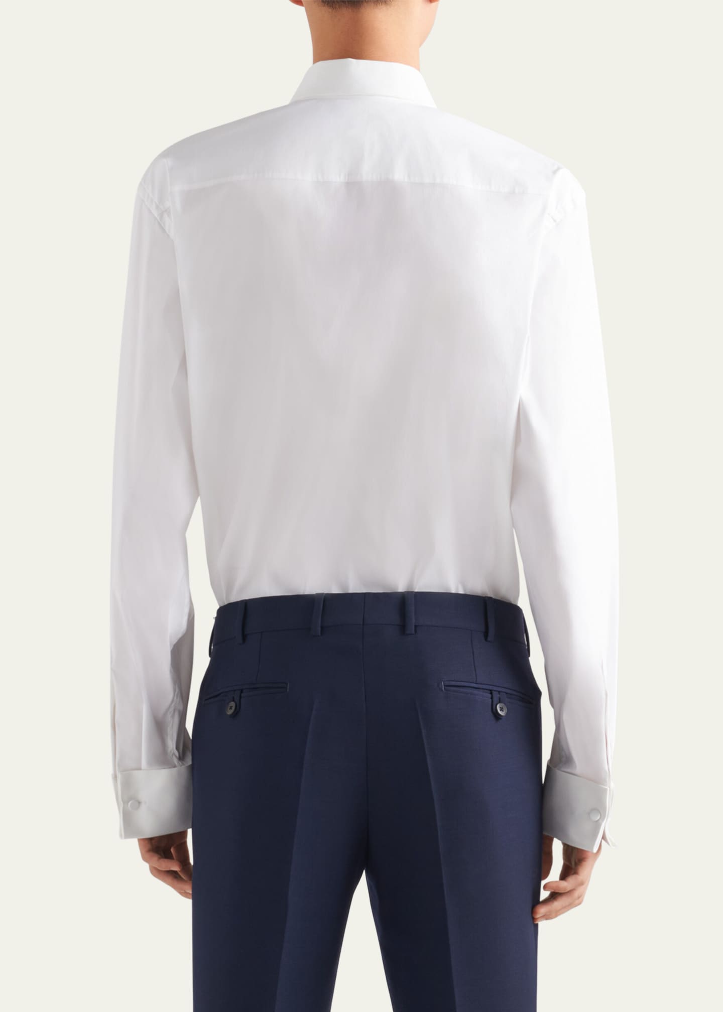 Prada Men's Poplin Stretch Smoking Shirt Image 3 of 5