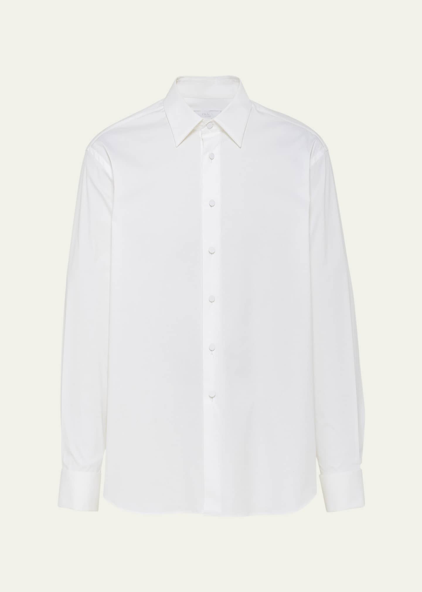 Prada Men's Poplin Stretch Smoking Shirt Image 1 of 5