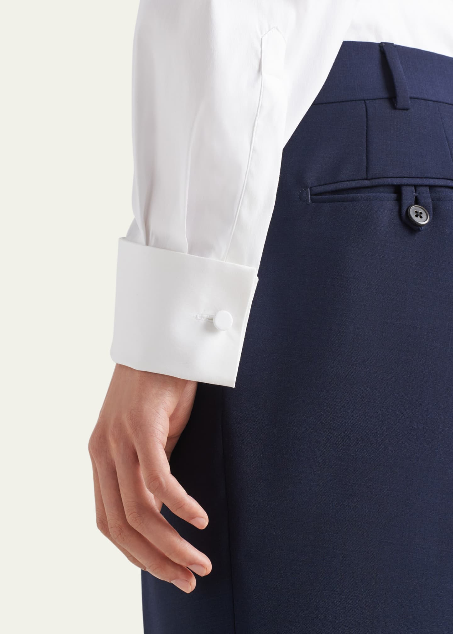 Prada Men's Poplin Stretch Smoking Shirt Image 5 of 5