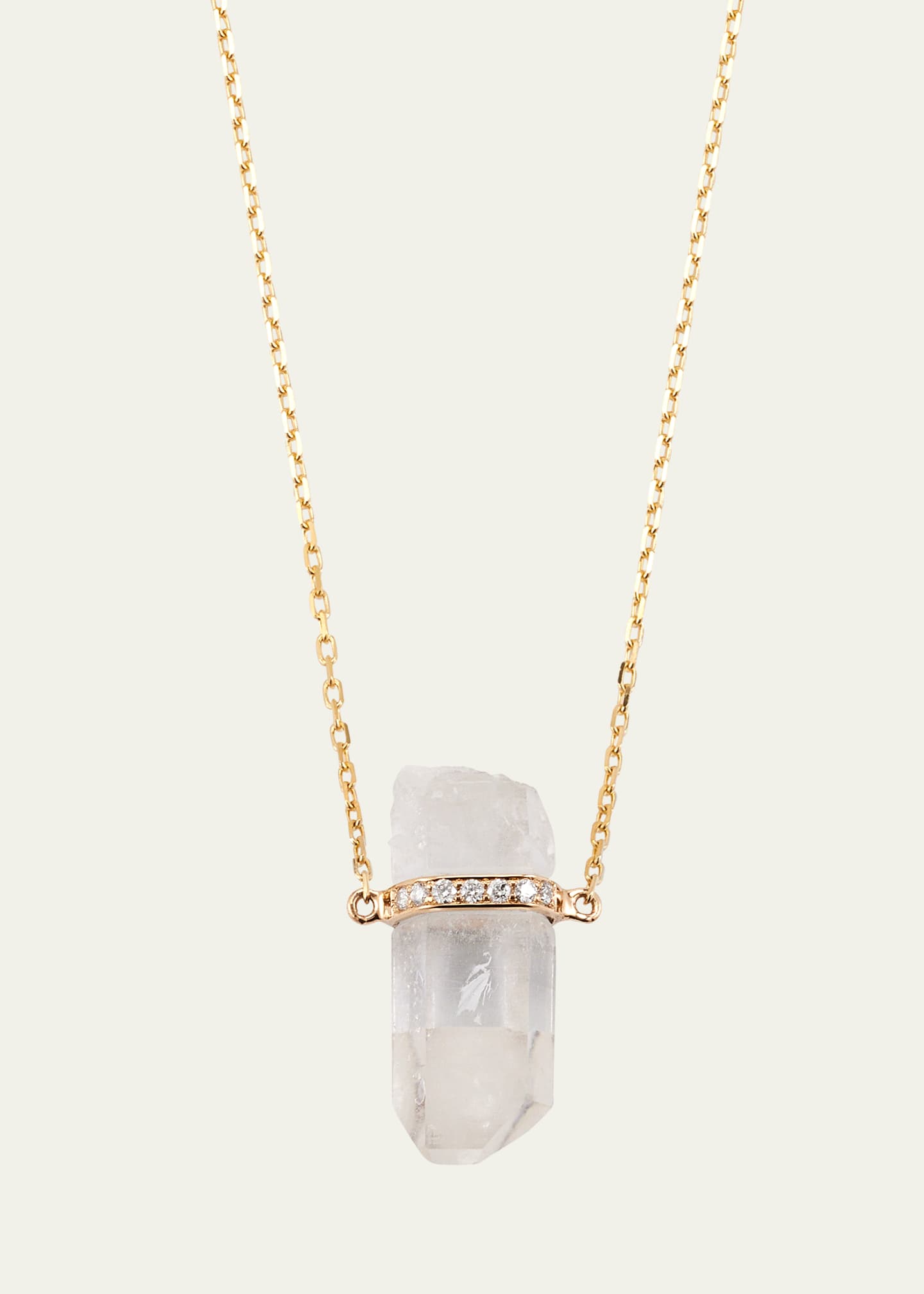 JIA JIA 14k Yellow Gold Crystal Quartz and Diamond Bar Necklace Image 1 of 4