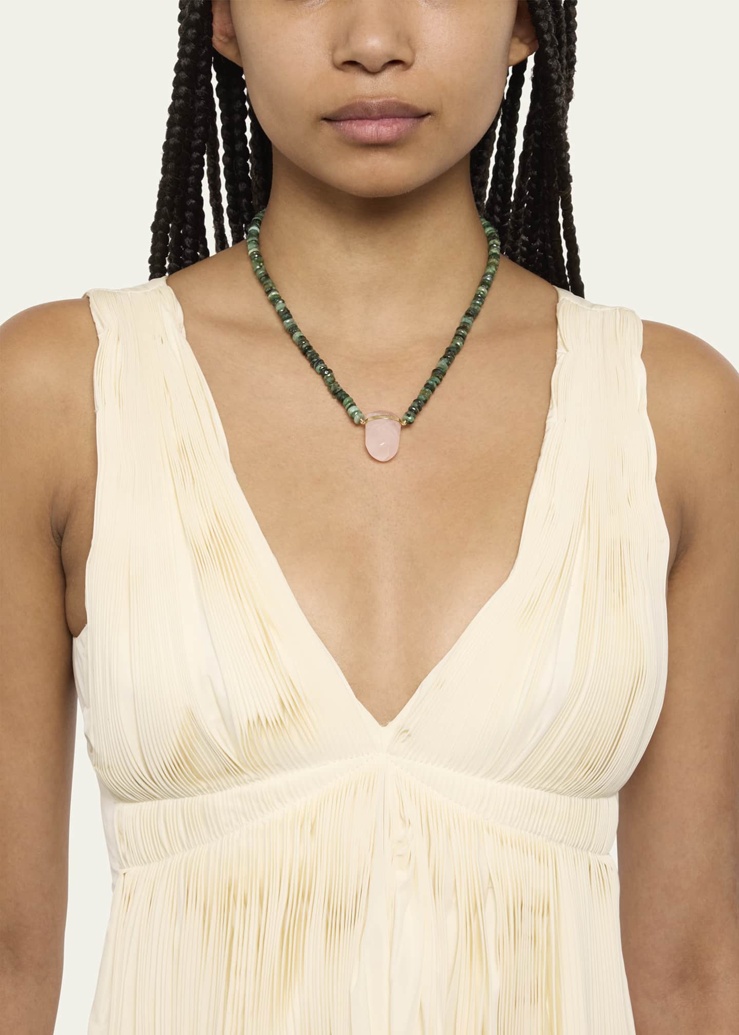 JIA JIA Rose Quartz Charm Necklace with Emeralds Image 2 of 4