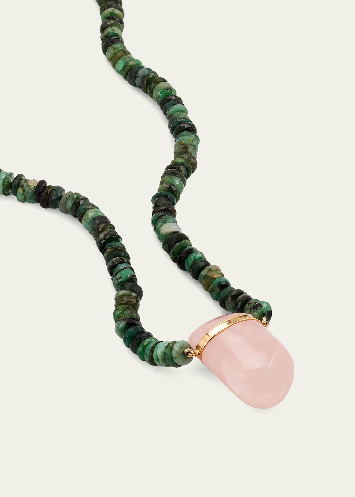 JIA JIA Rose Quartz Charm Necklace with Emeralds Image 3 of 4