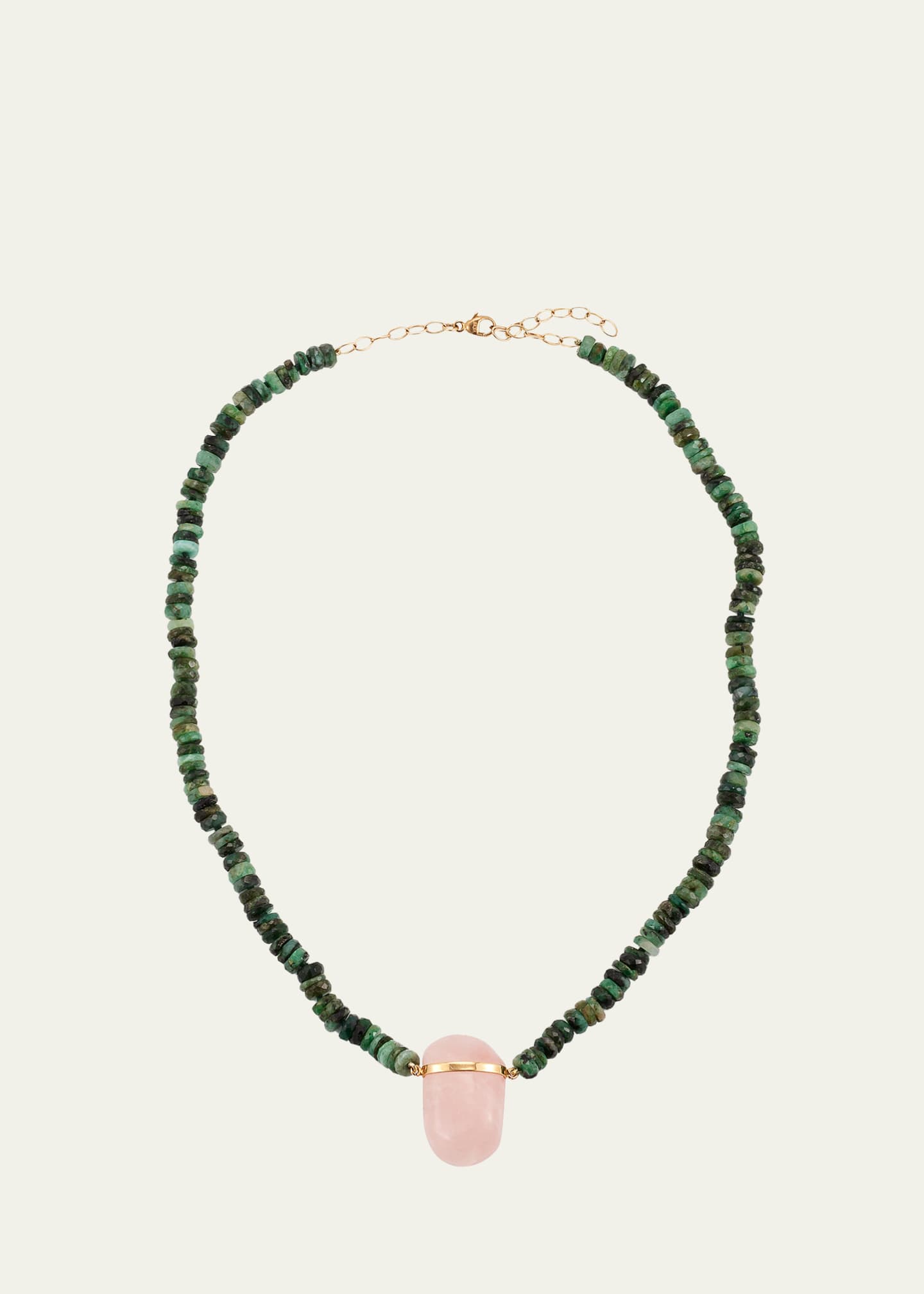 JIA JIA Rose Quartz Charm Necklace with Emeralds Image 1 of 4