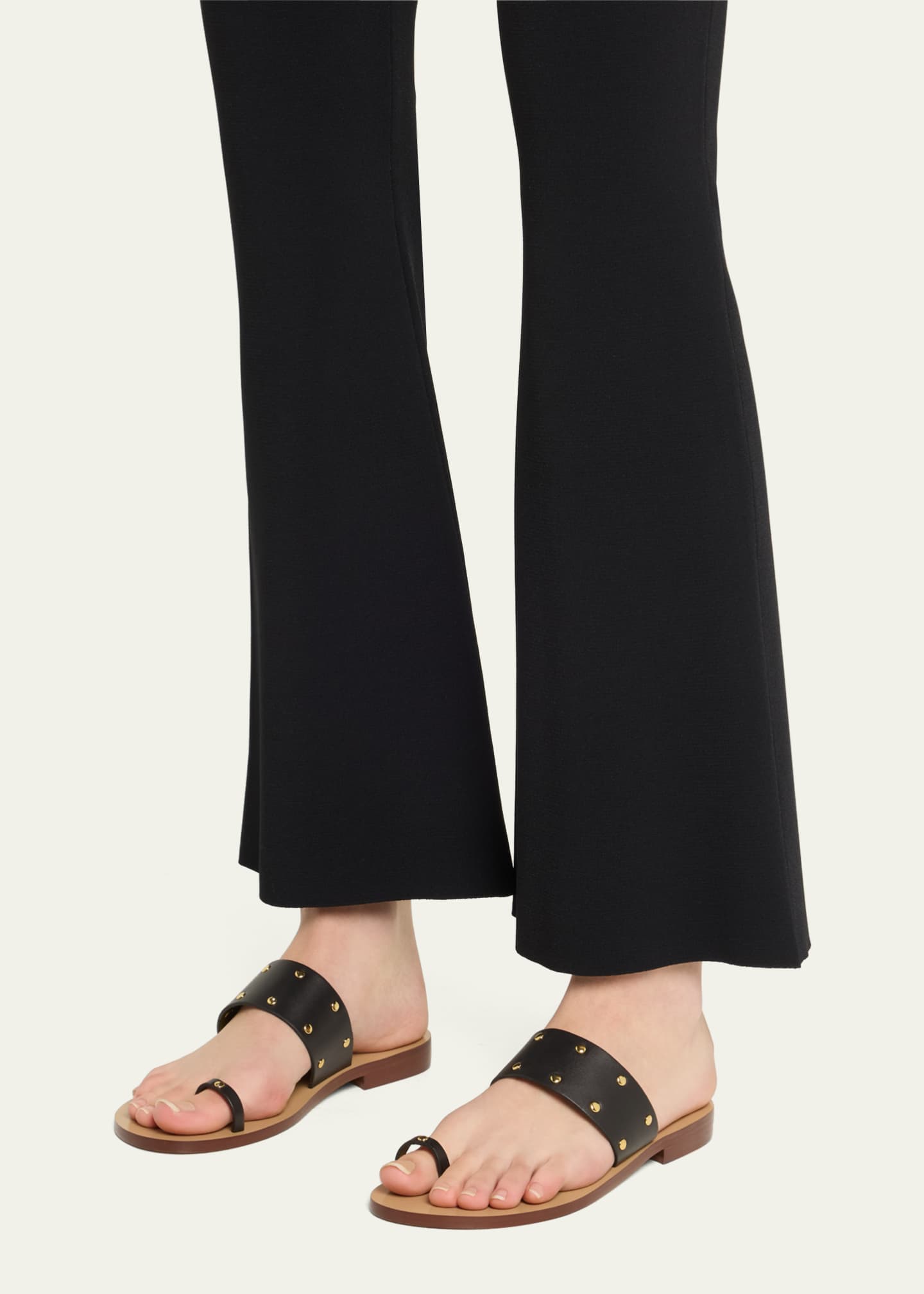 Maria Luca Imma Stud Leather Flat Sandals