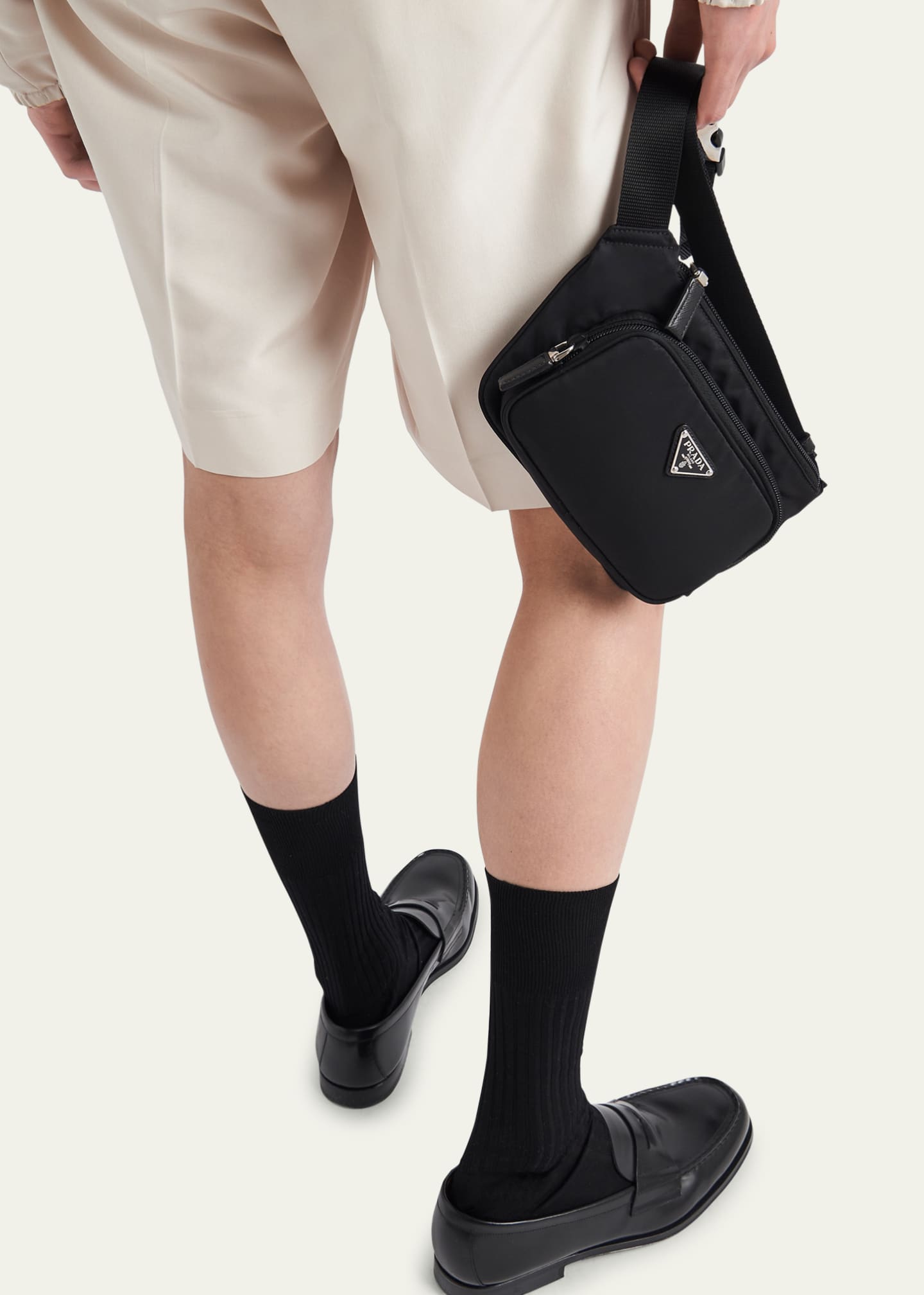 Prada men's nylon 2025 belt bag