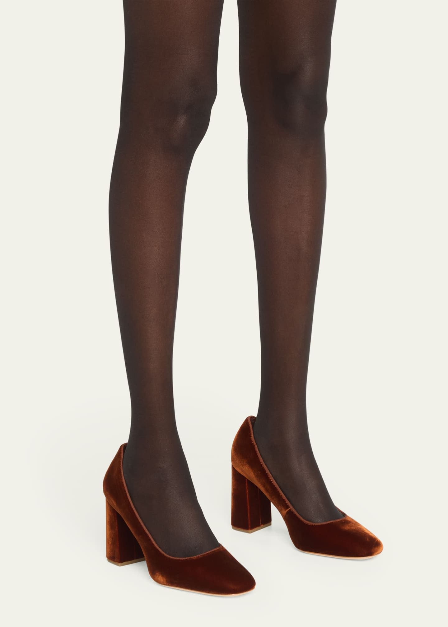 Velvet block heel pumps new arrivals