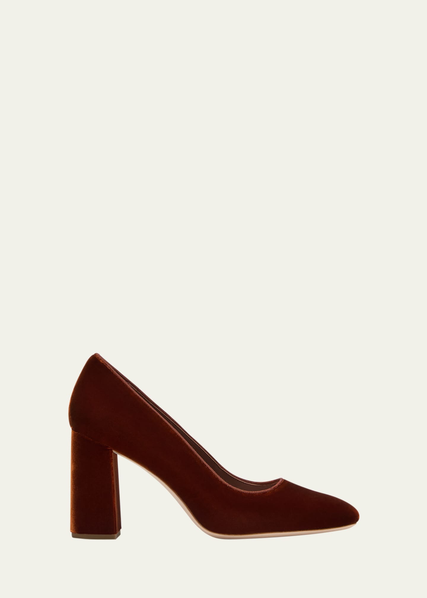Velvet block heel pumps sale