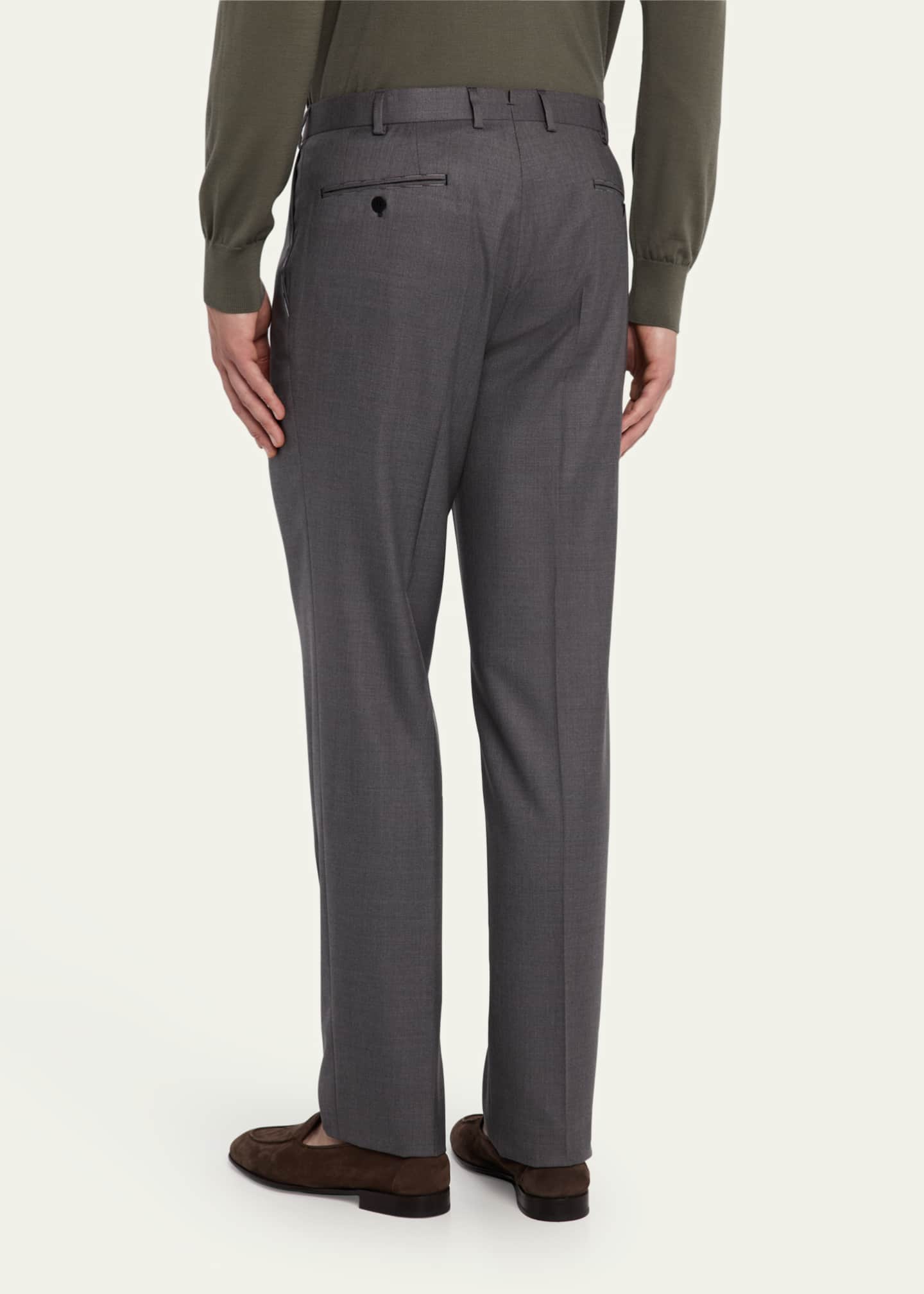 Brioni Men's Solid Twill Dress Trousers Image 3 of 5