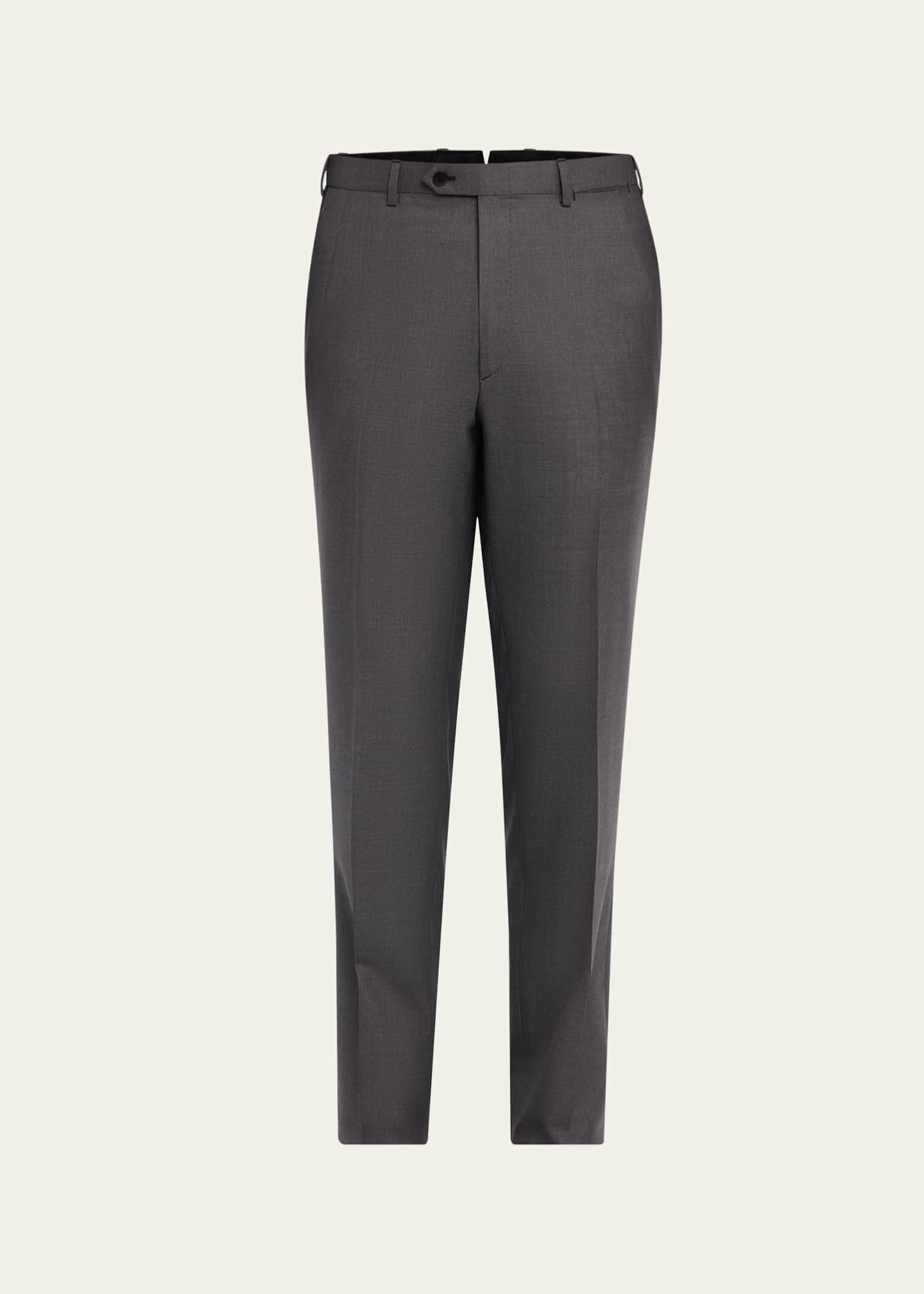 Brioni Men's Solid Twill Dress Trousers Image 1 of 5