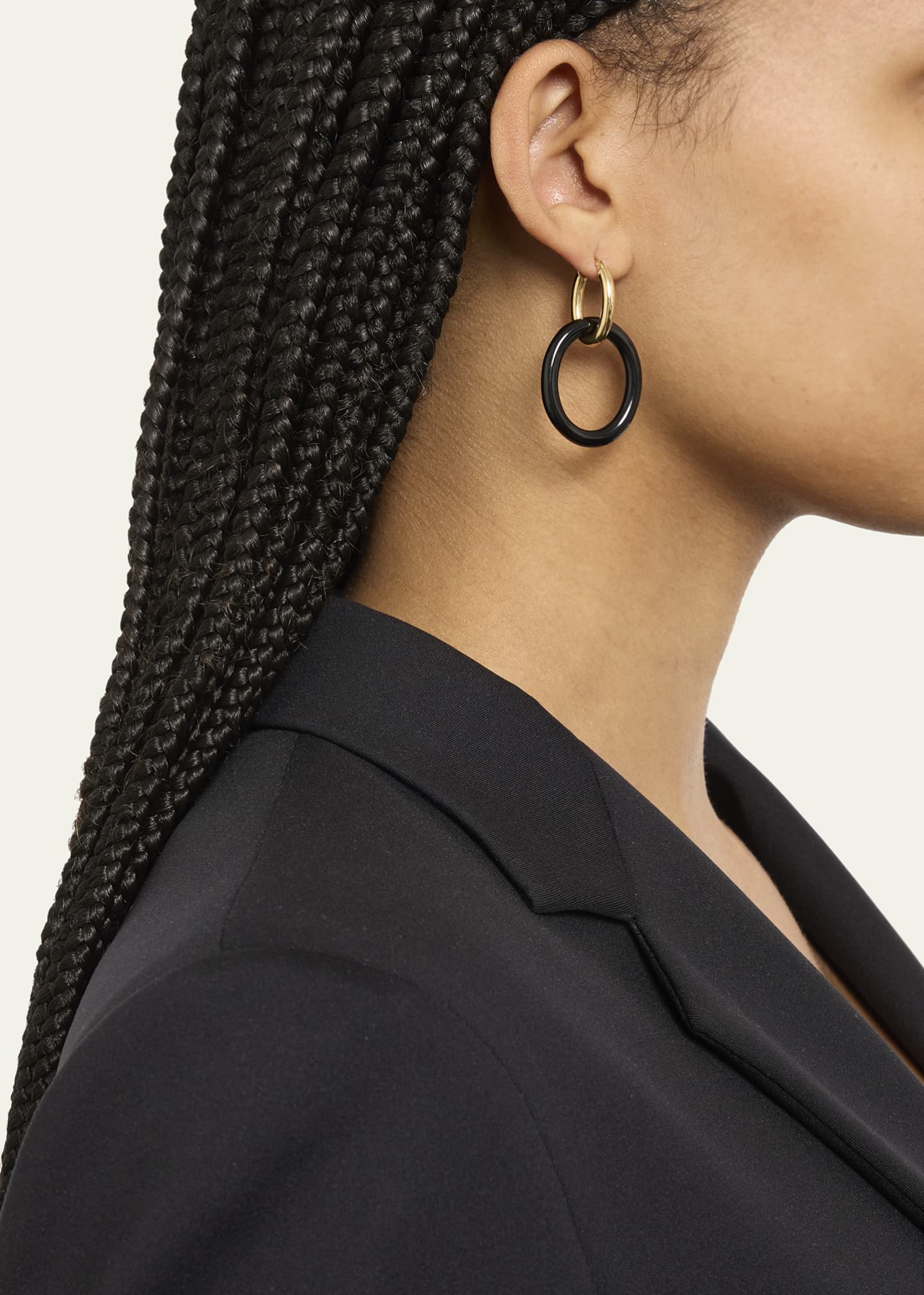 FARAONE MENNELLA by R.F.M.A.S. 18K Yellow Gold Small Black Onyx Mama Earrings Image 2 of 4