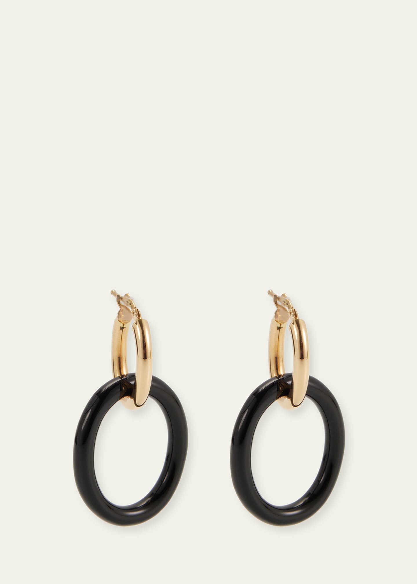 FARAONE MENNELLA by R.F.M.A.S. 18K Yellow Gold Small Black Onyx Mama Earrings Image 3 of 4