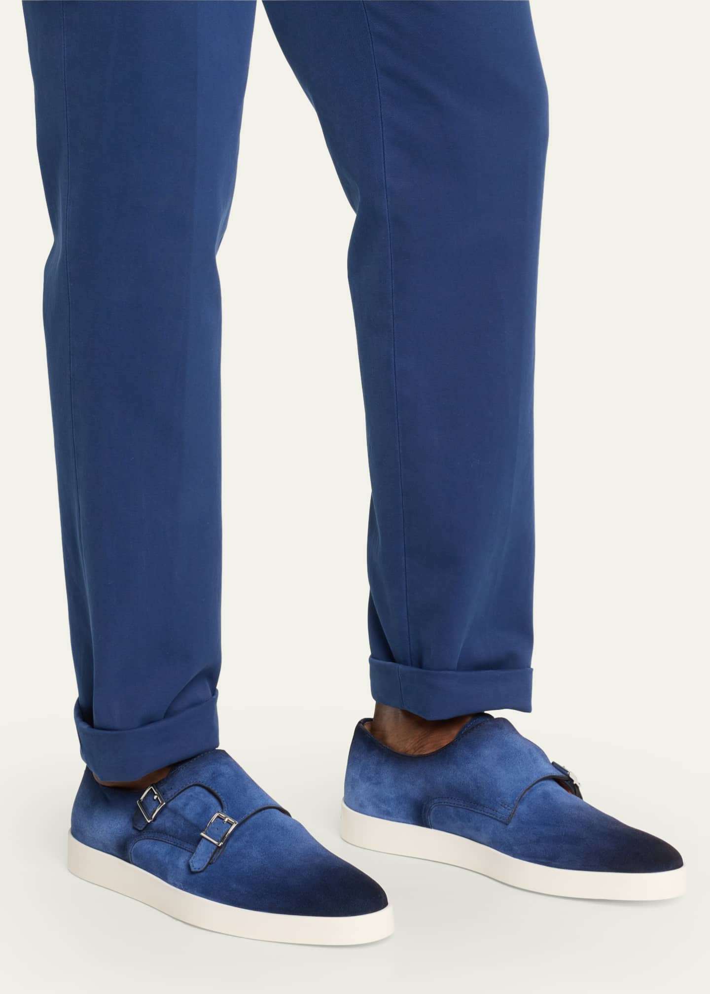 Santoni Bankable Suede Double Monk Sneakers