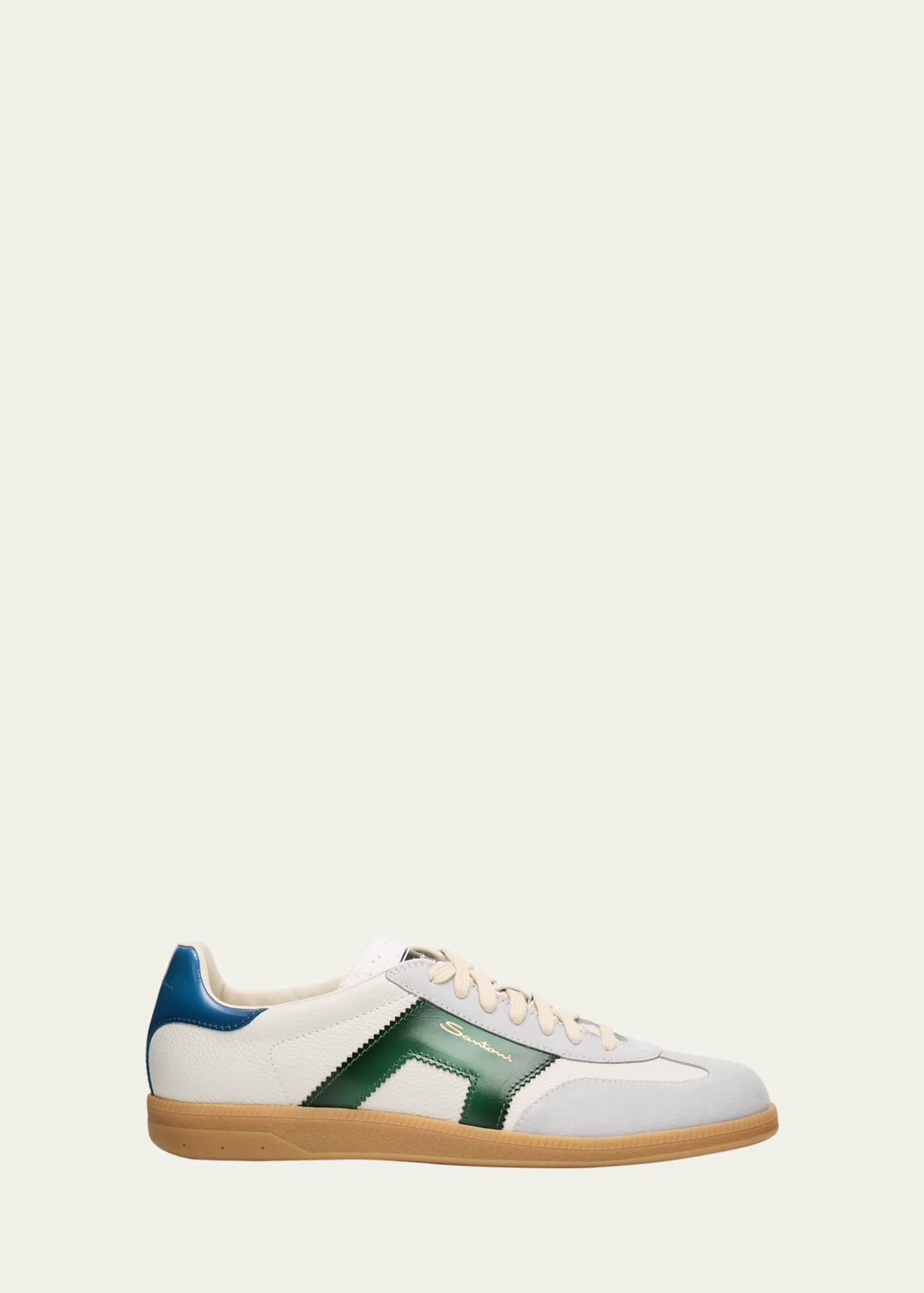 スニーカー SANTONI DBS OLY SNEAKERS IN GRAINY LEATHER AND SUEDE Santoni Men's DBS Oly Low-Top Suede Sneakers | Neiman Marcus