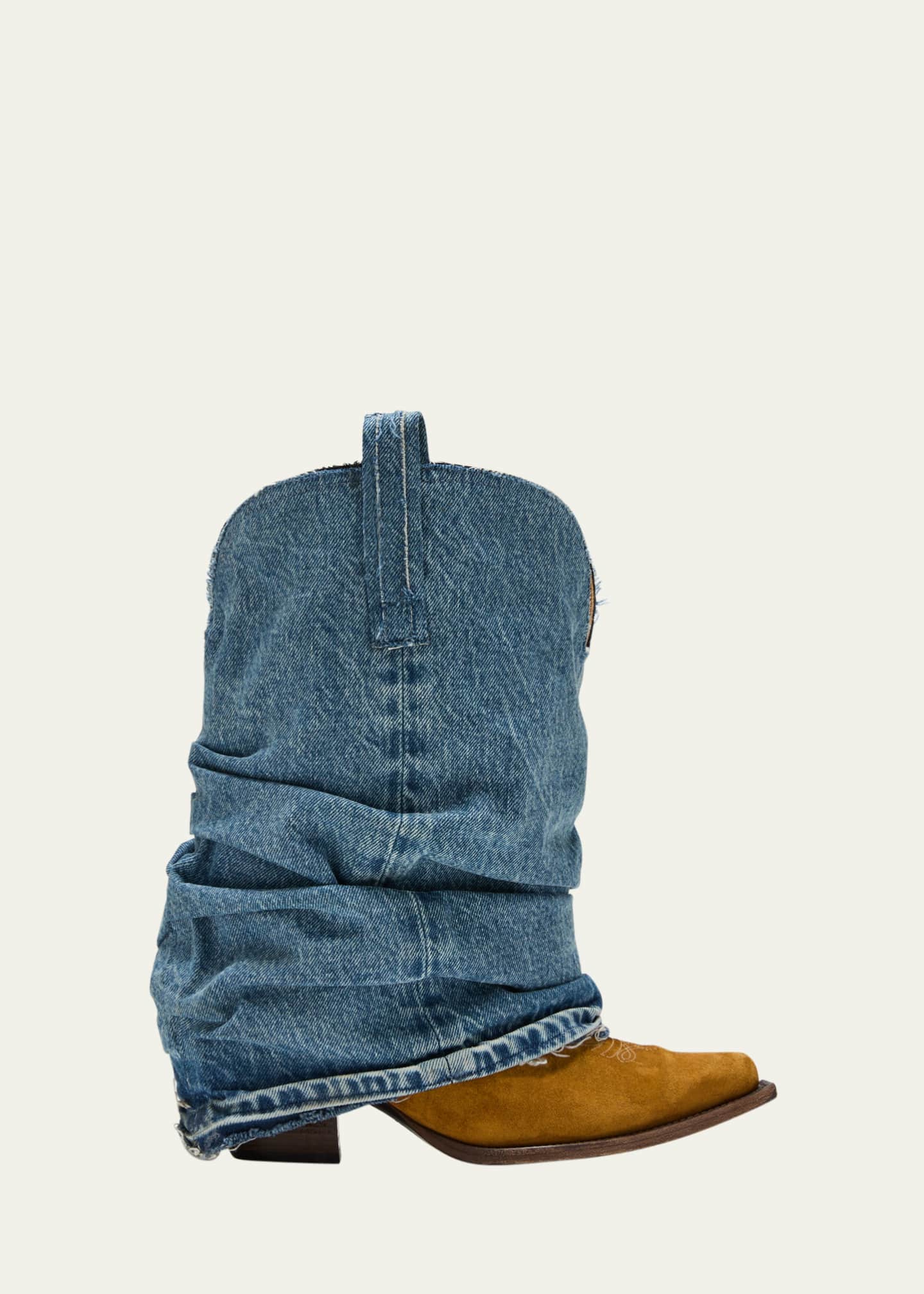 Denim cowgirl boots deals