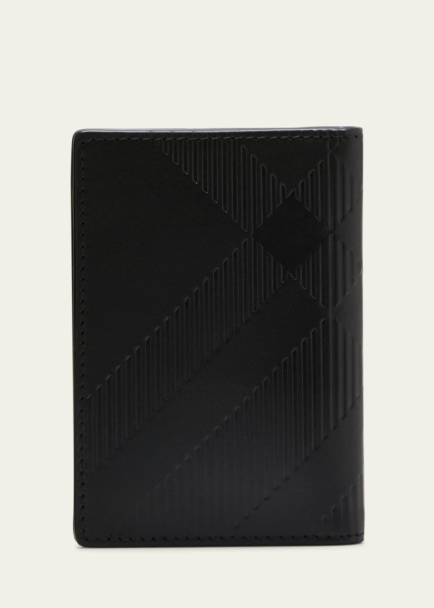 Burberry Men s Embossed Check Leather Bifold Card Holder