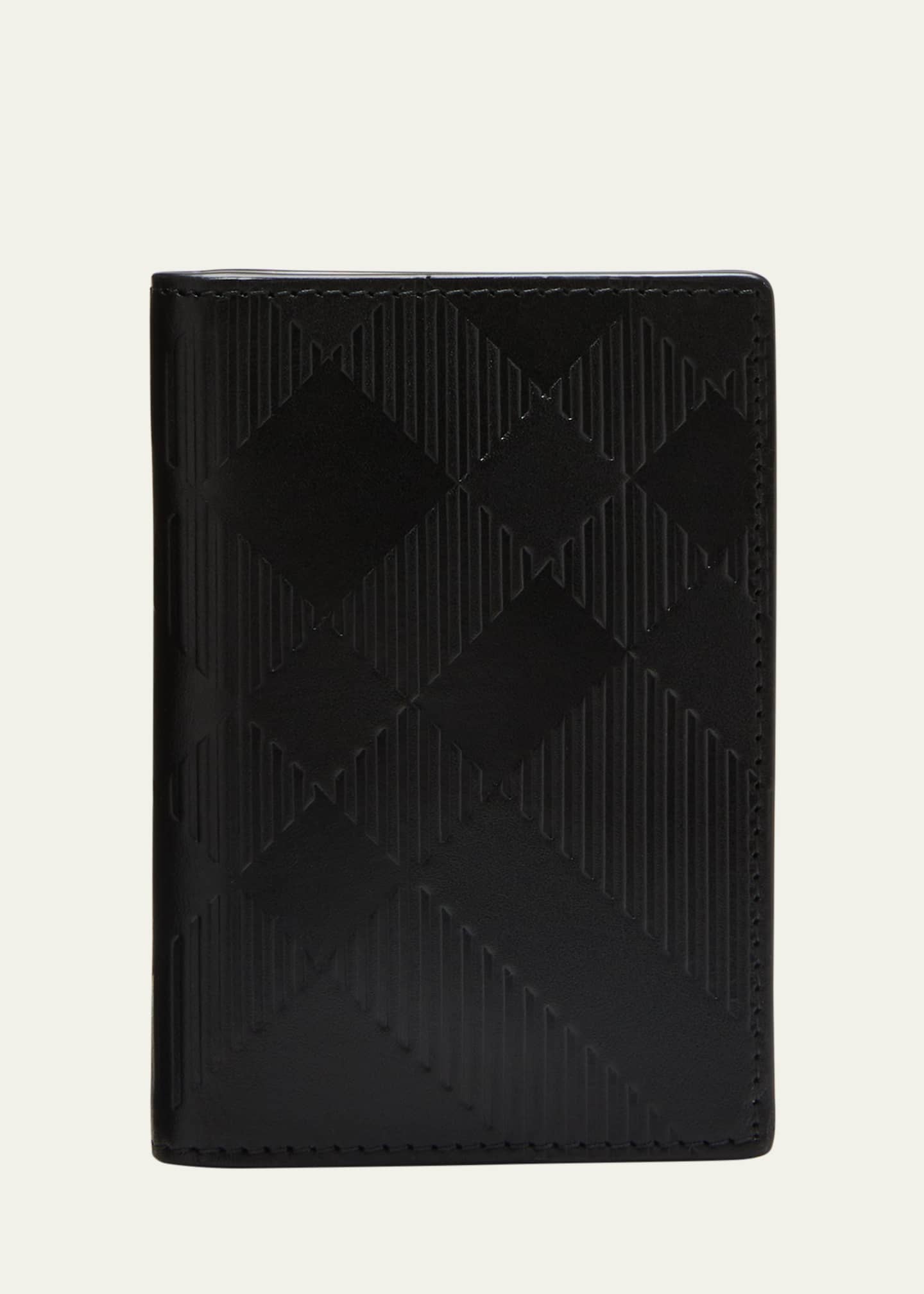 Burberry embossed check leather folding sales wallet
