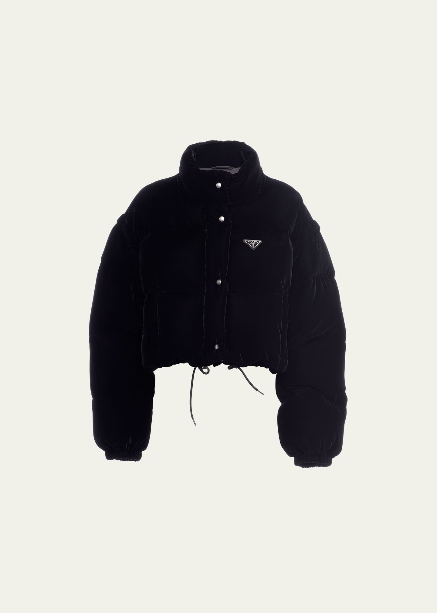 Prada Convertible Cropped Velvet Down Jacket Image 1 of 4