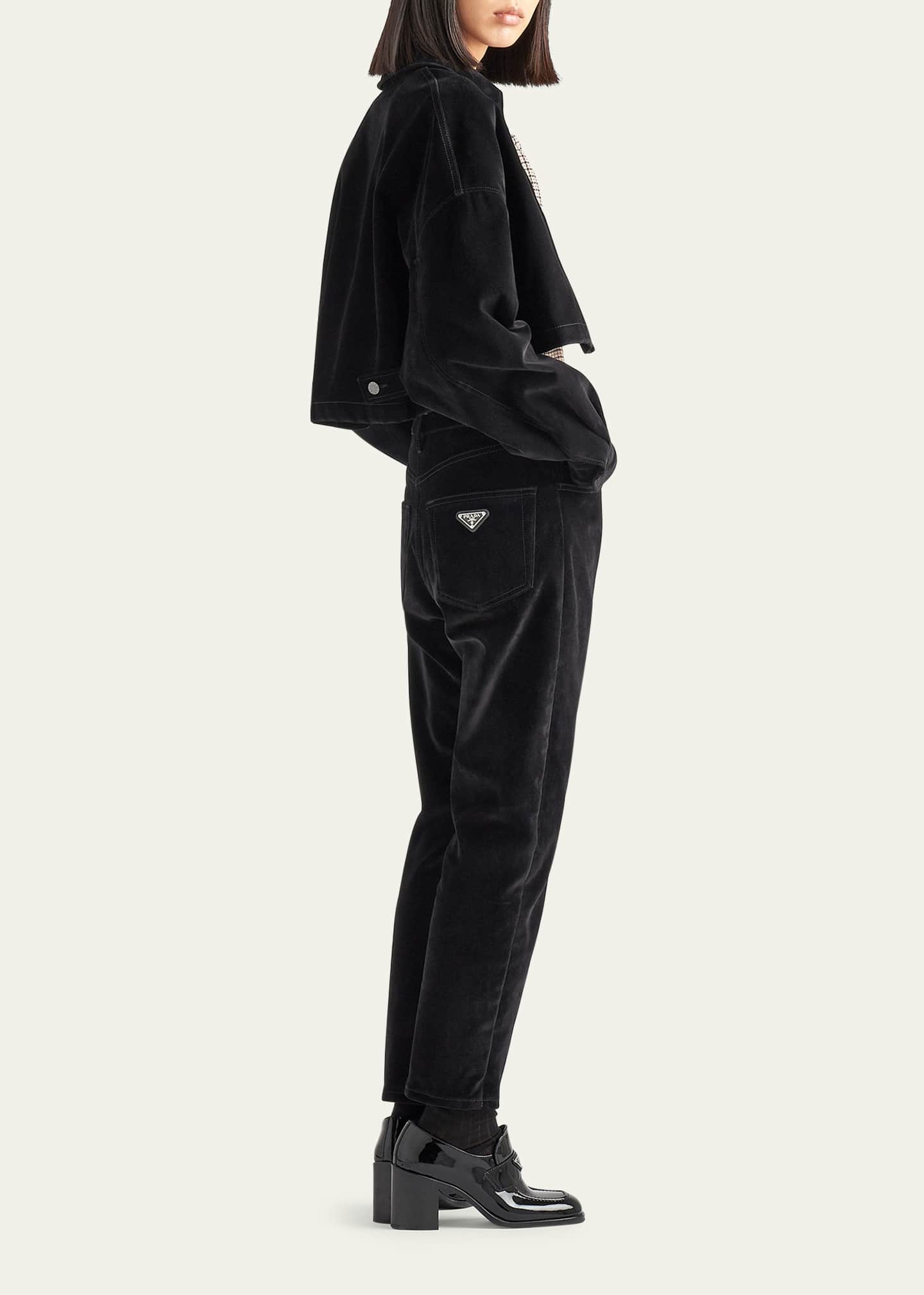 Prada Velvet Denim Straight-Leg Pants Image 3 of 4