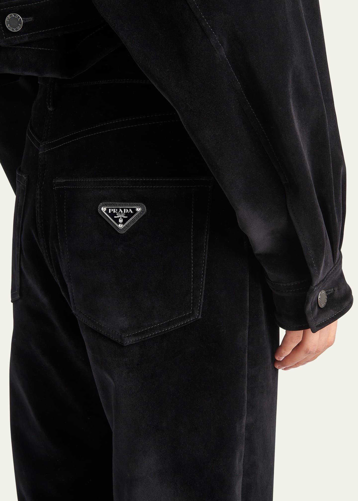 Prada Velvet Denim Straight-Leg Pants Image 4 of 4