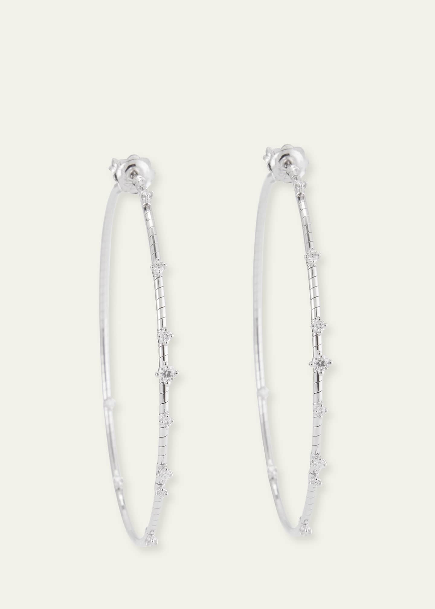 Mattia Cielo 18K White Gold 60mm Diamond Hoop Earrings Image 3 of 4