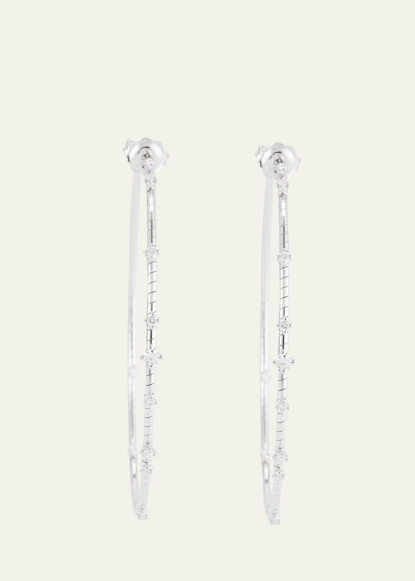 Mattia Cielo 18K White Gold 60mm Diamond Hoop Earrings Image 1 of 4
