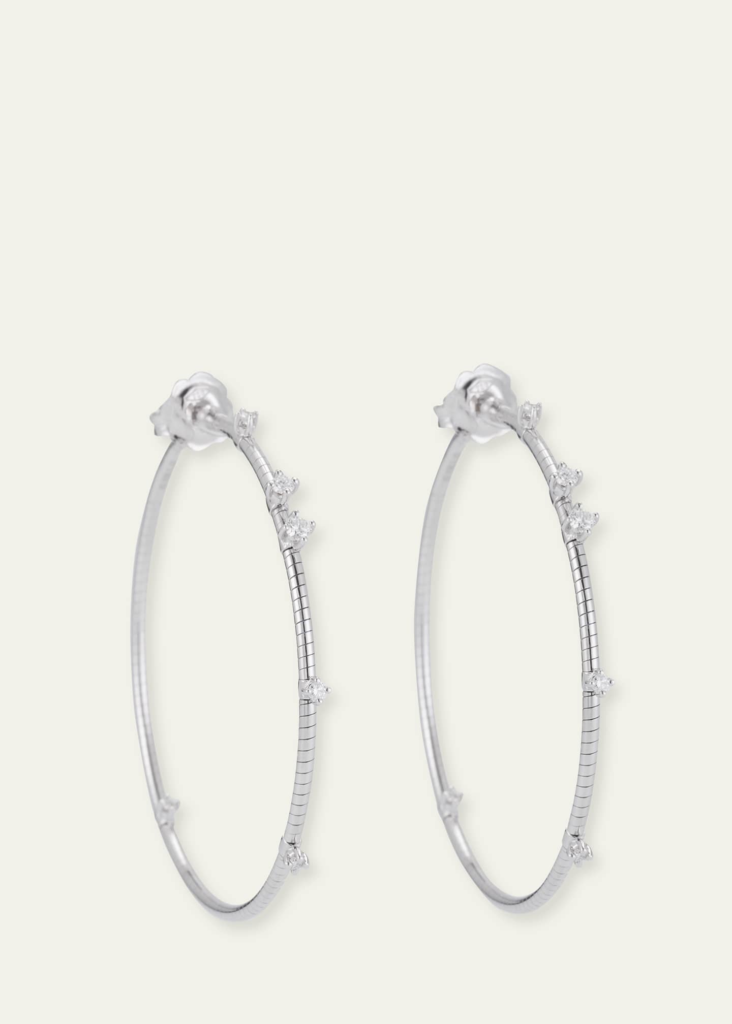 Mattia Cielo 18K White Gold 40mm Diamond Hoop Earrings Image 3 of 4