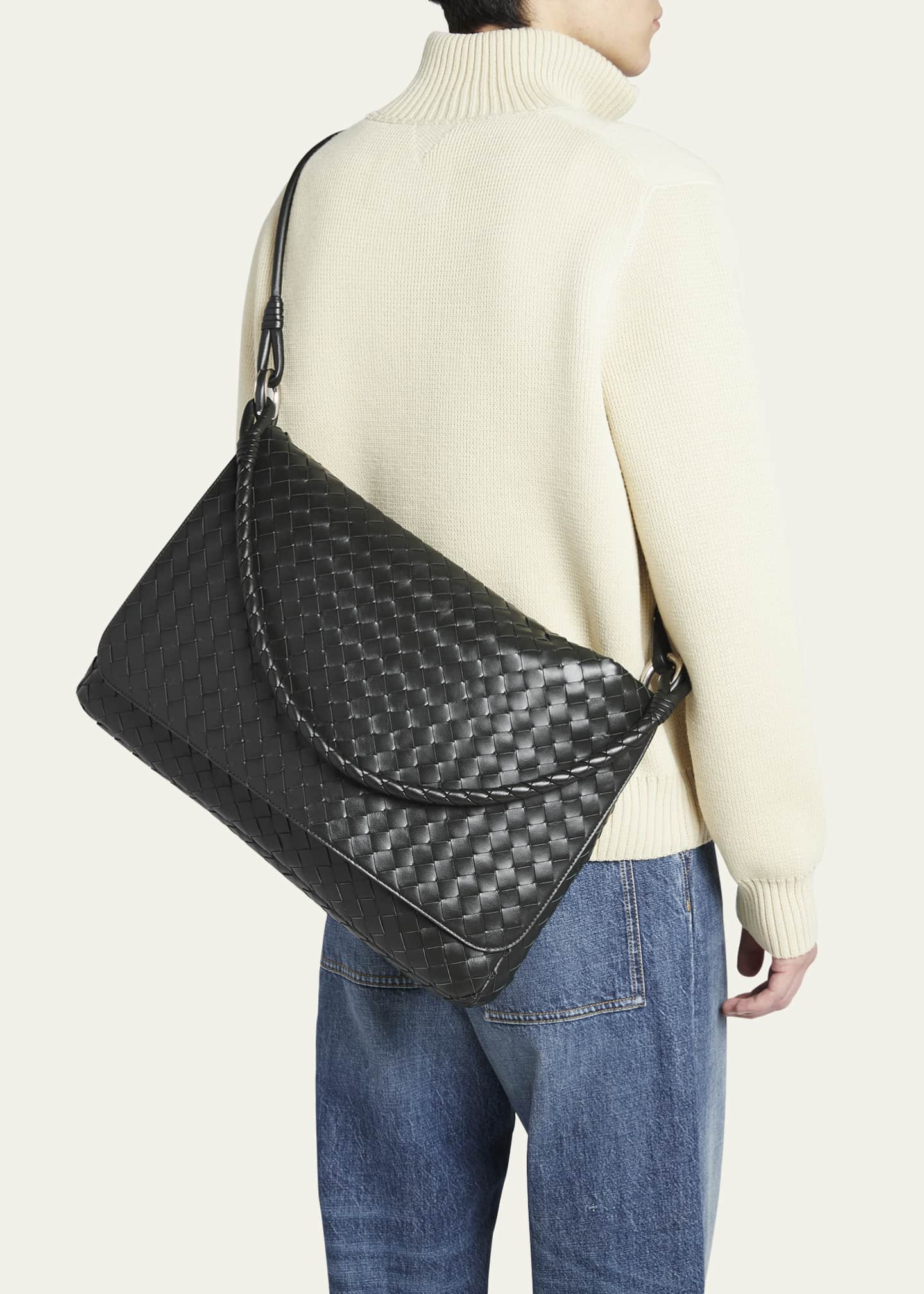 Bottega Veneta Men s Intrecciato 15 Large Double Handle Messenger