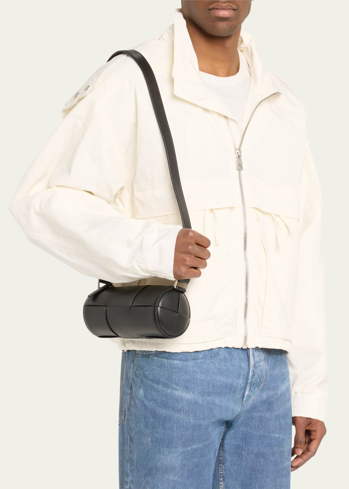 Bottega Veneta Men's Canette Intreccio Leather Crossbody Bag Image 2 of 5