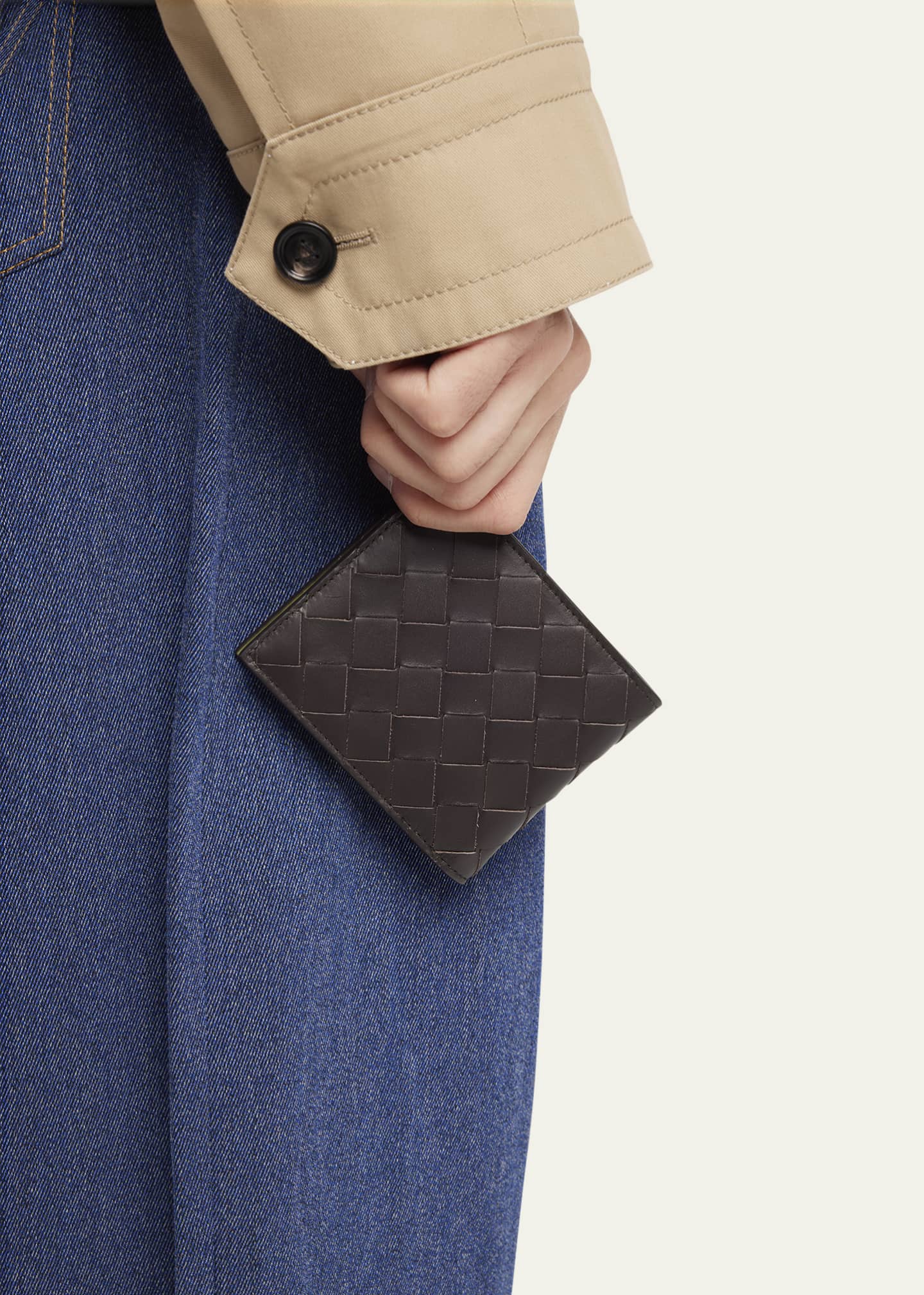 Bottega Veneta Men's Intrecciato 15 Bicolor Leather Bifold Wallet Image 2 of 4