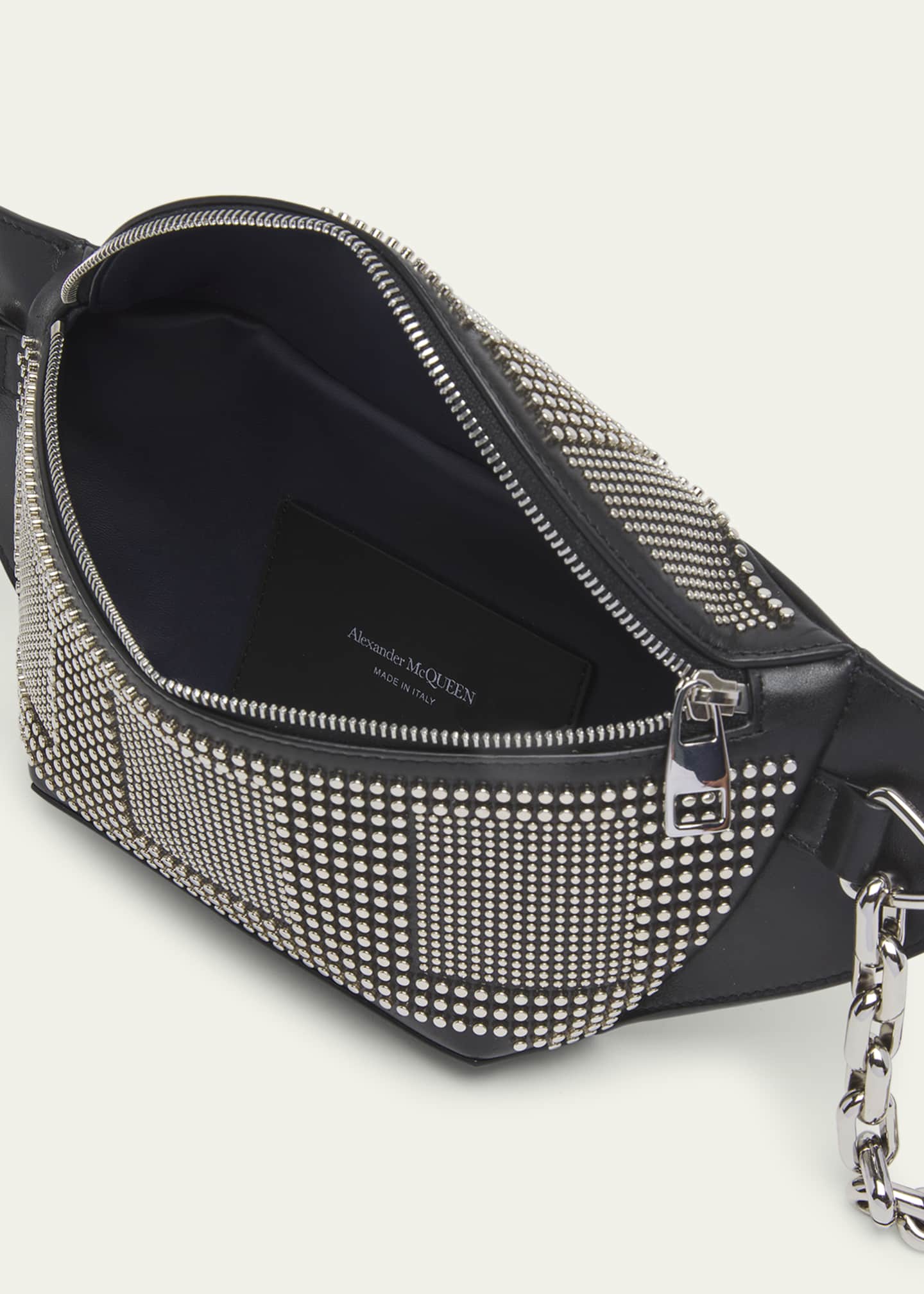 Black leather studded crossbody bag sales