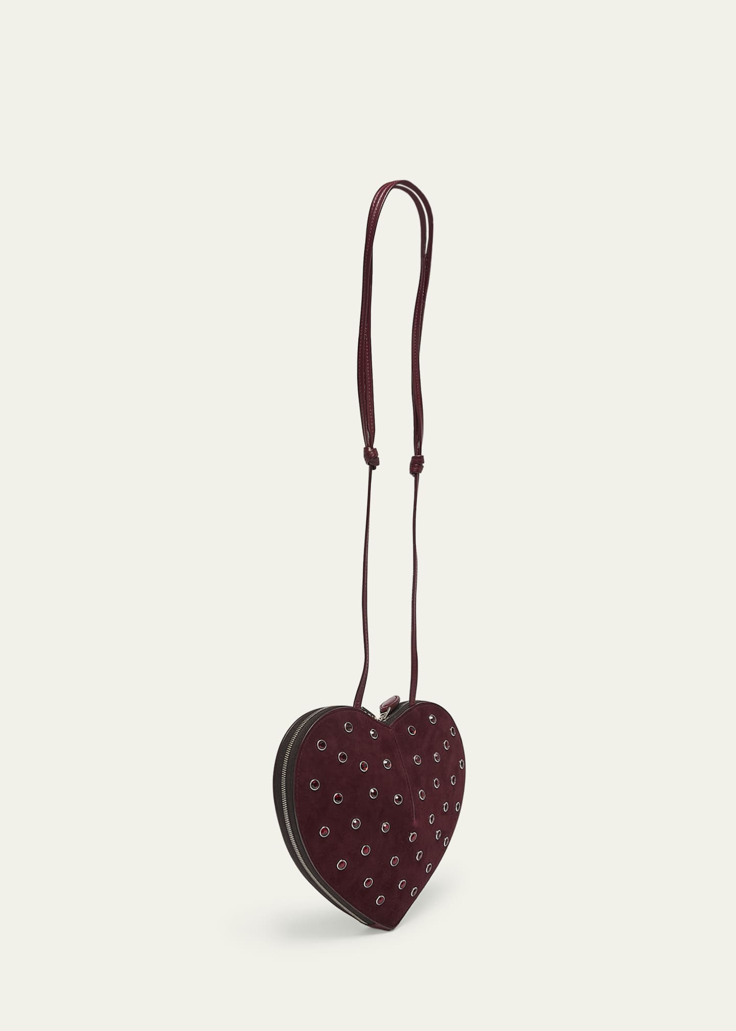 ALAIA Le Coeur Riveted Strass Suede Crossbody Bag Image 3 of 6