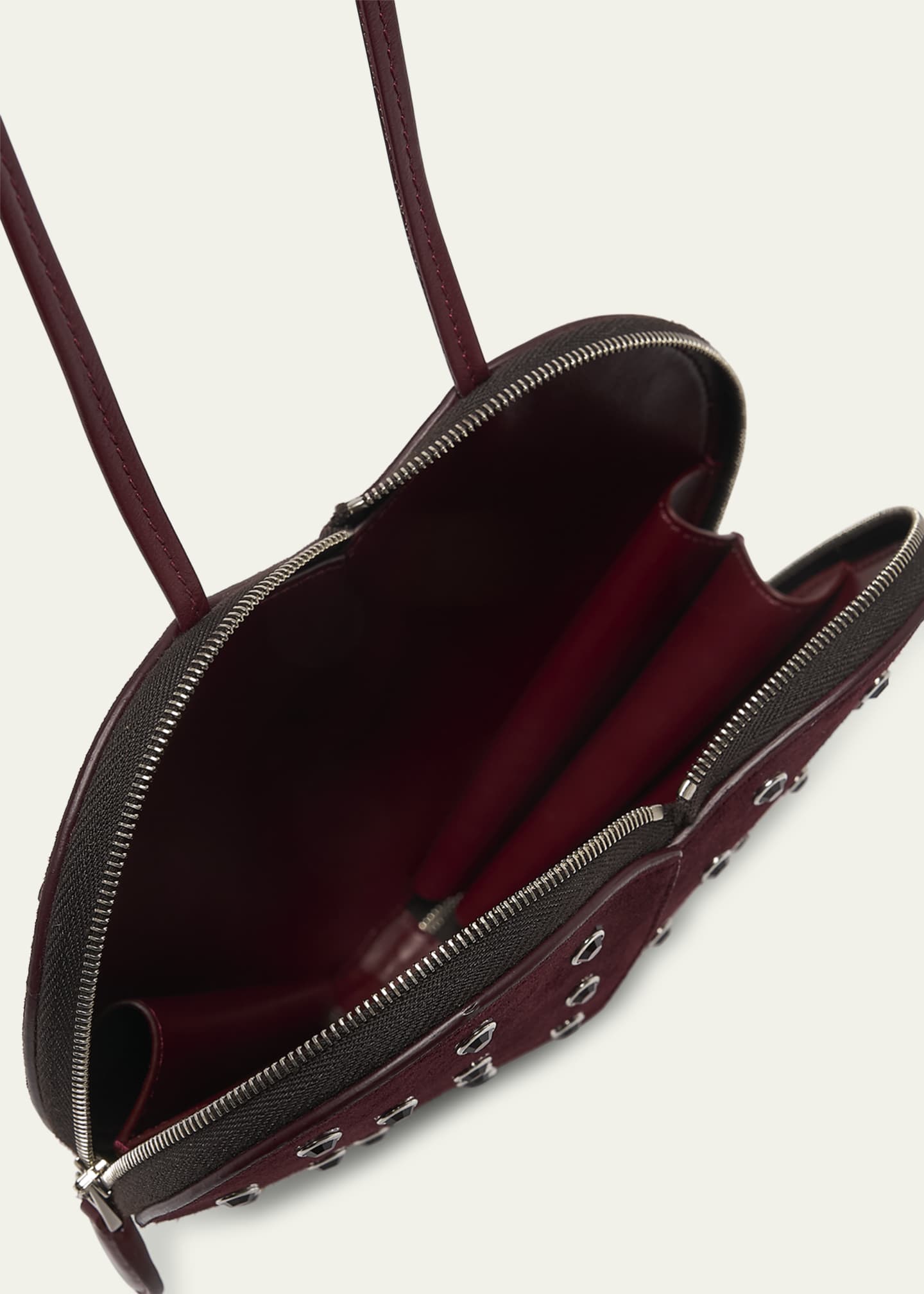 ALAIA Le Coeur Riveted Strass Suede Crossbody Bag Image 4 of 6