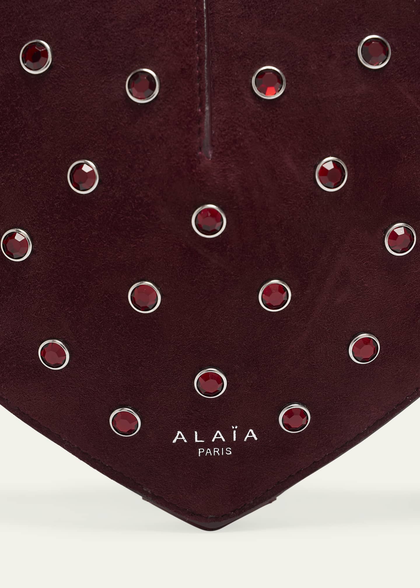 ALAIA Le Coeur Riveted Strass Suede Crossbody Bag Image 6 of 6