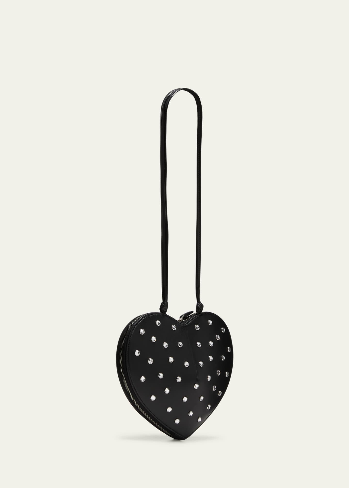 ALAIA Le Coeur Crossbody in Lux Leather with Strass
