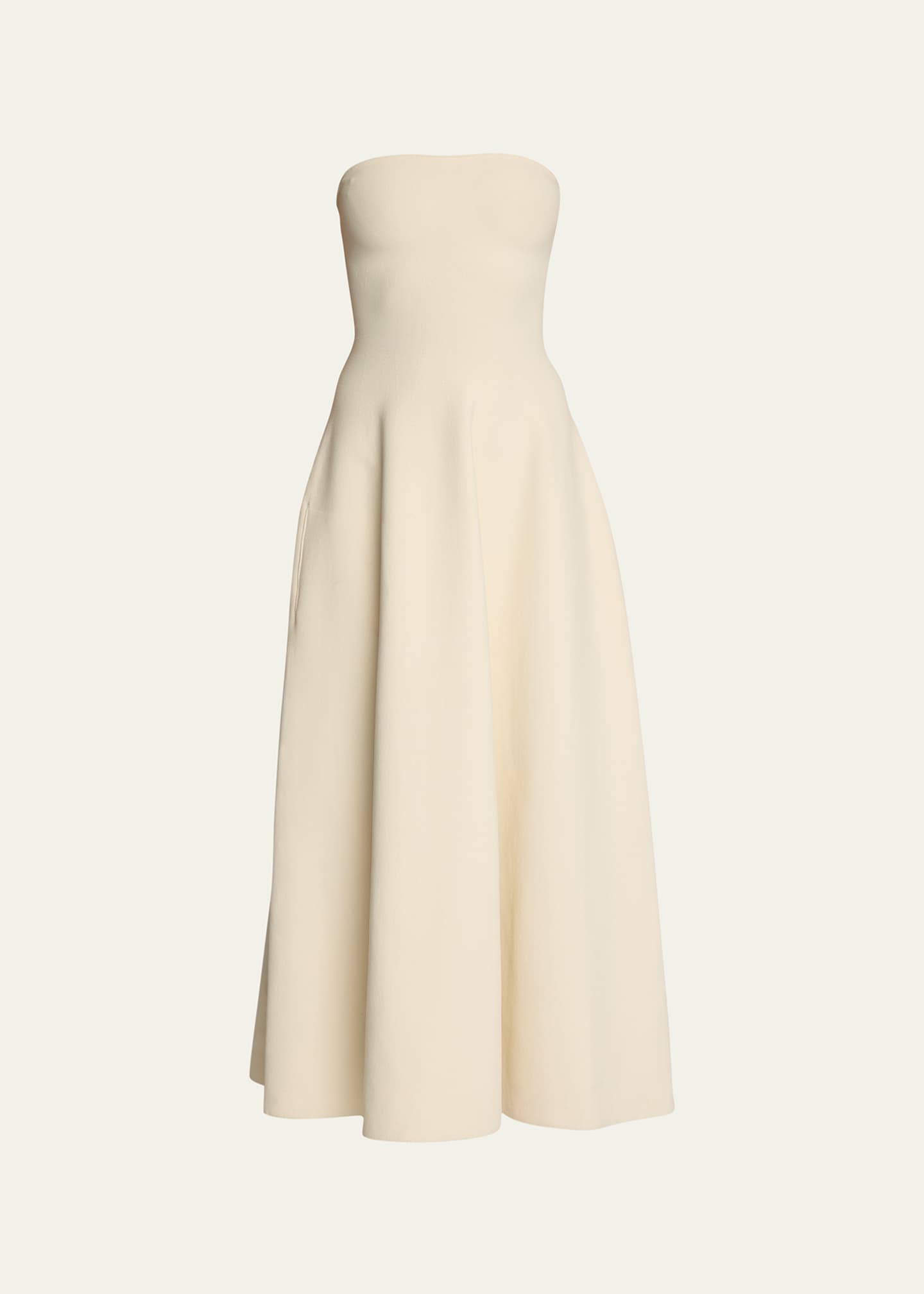 Brandon Maxwell Croc-effect Foiled Leather Strapless Midi Dress in