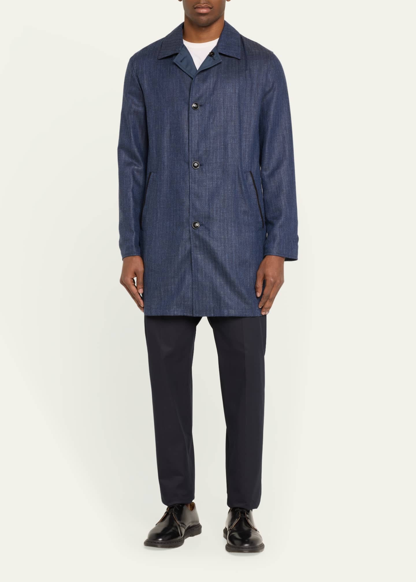 Kiton Men's Wool and Silk Raincoat Image 2 of 5