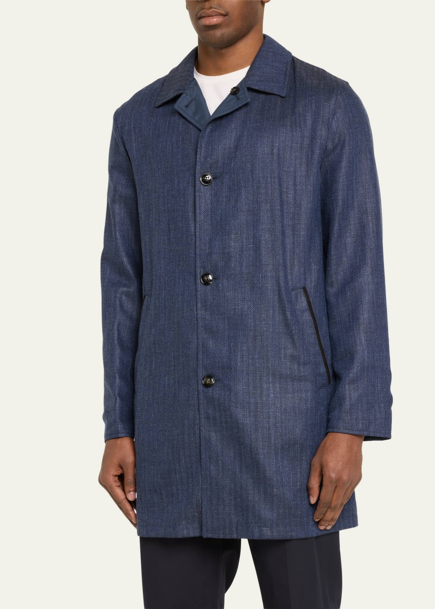 Kiton Men's Wool and Silk Raincoat Image 4 of 5