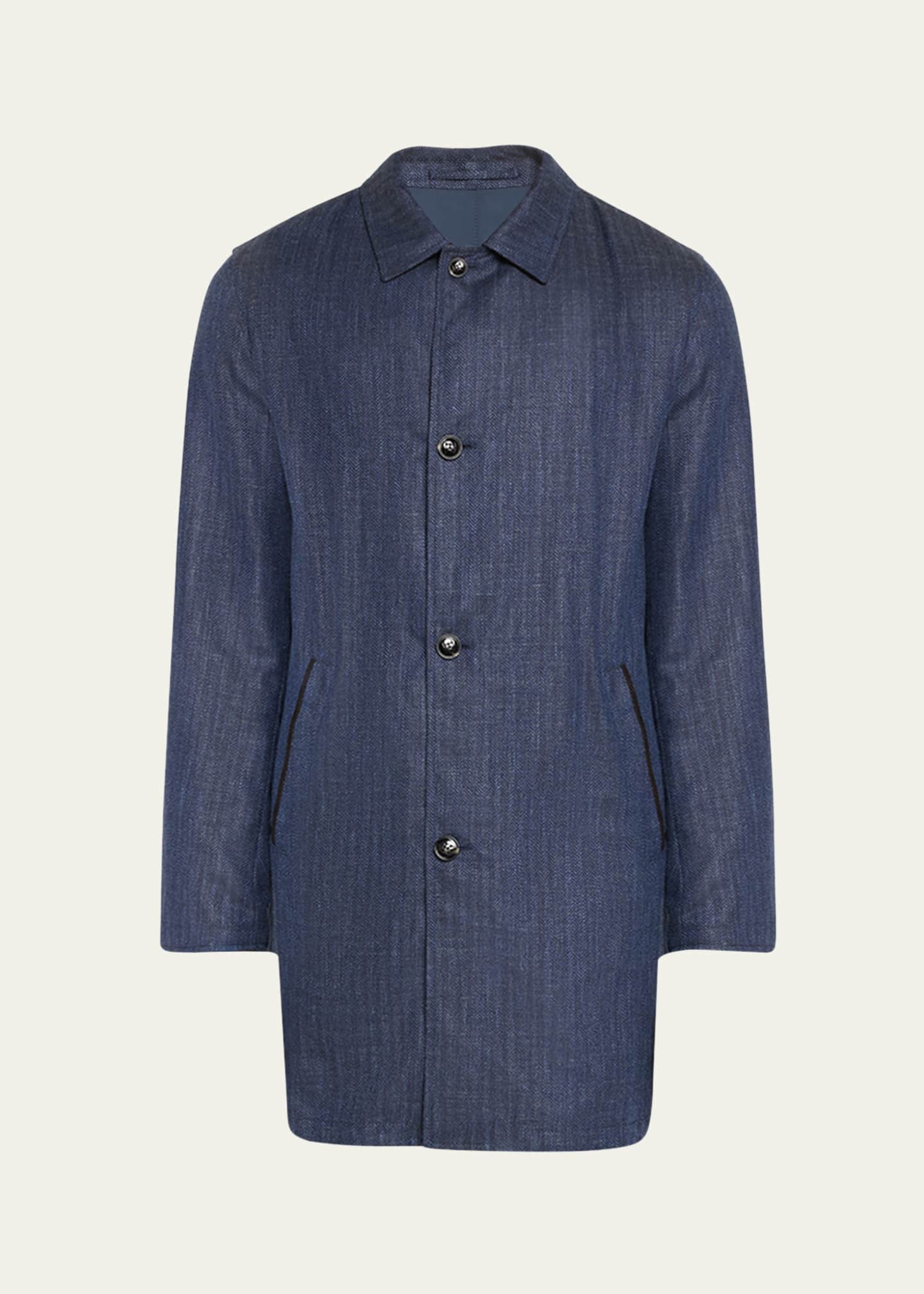 Kiton Men's Wool and Silk Raincoat Image 1 of 5