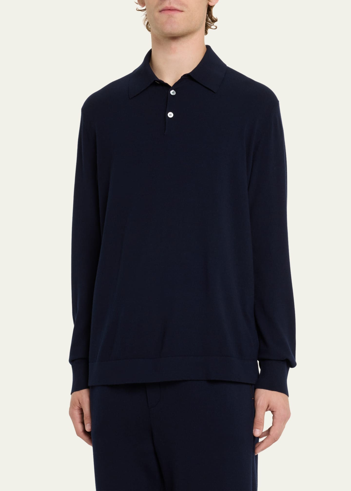 ZEGNA Men's 12milmil12 Wool Polo Sweater Image 4 of 5