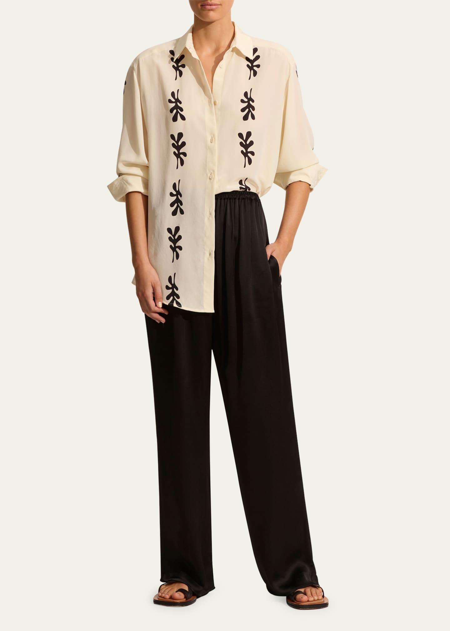 Matteau Fig Leaf Long-Sleeve Silk Shirt Image 2 of 4