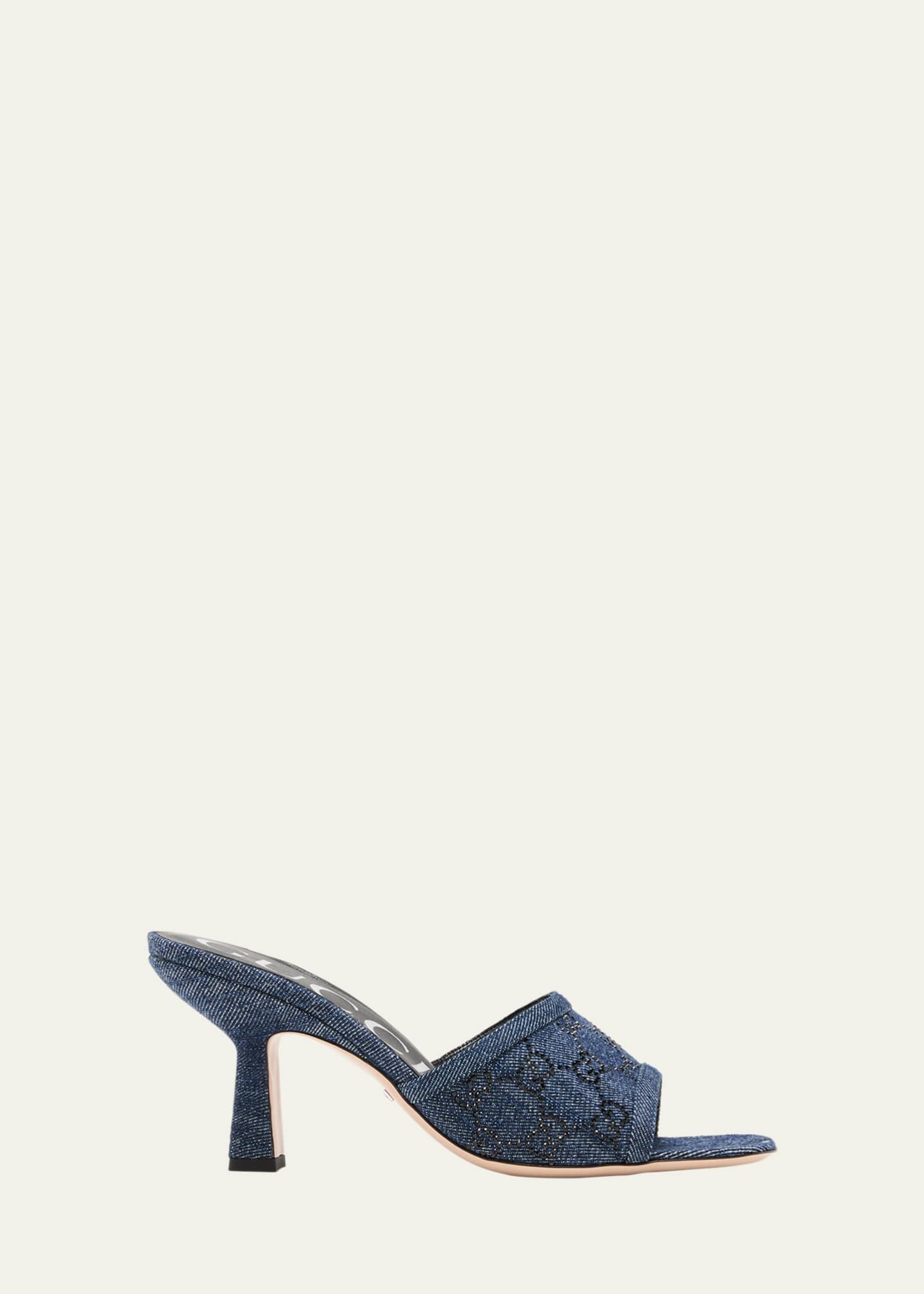 Gucci Monogram Denim Stiletto Sandals