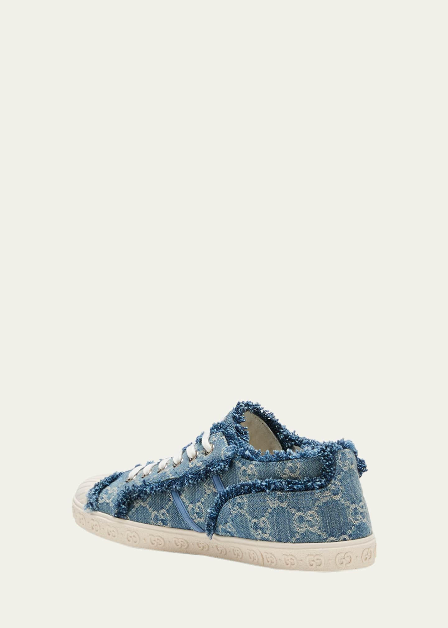 Gucci GG Frayed Denim Low Top Sneakers Bergdorf Goodman