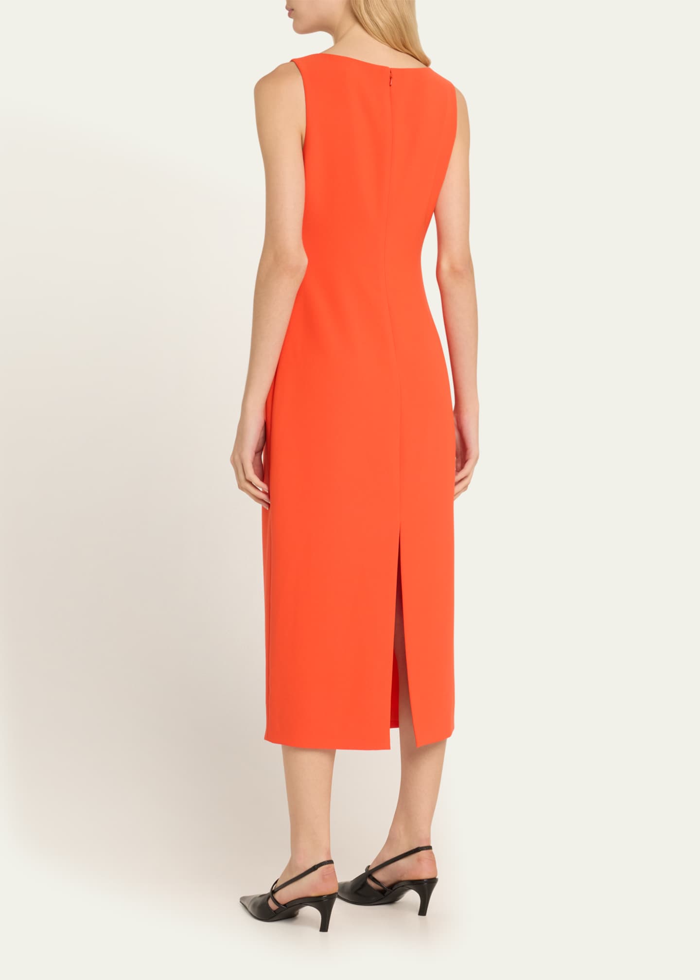 Brandon Maxwell Sable Crepe Sheath Midi Dress